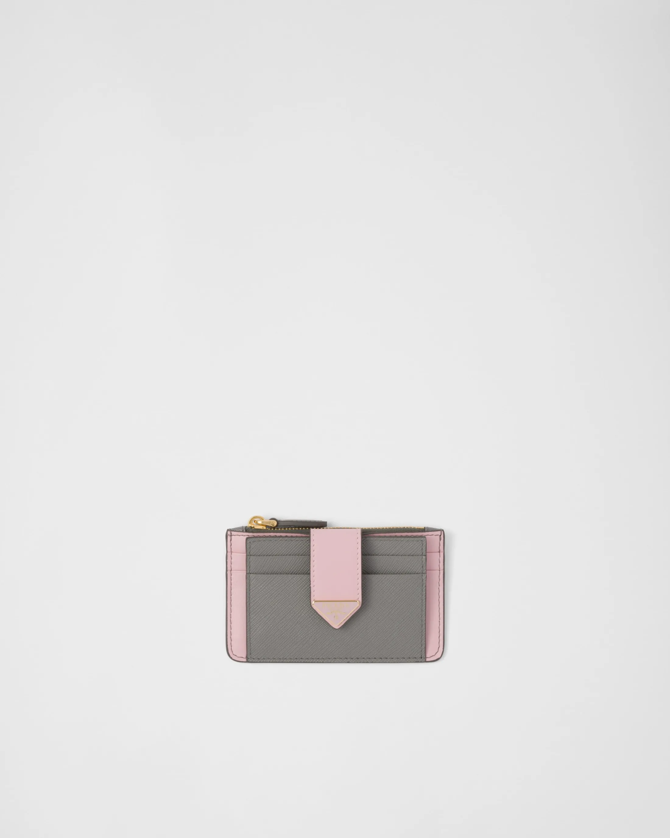 Prada Saffiano and smooth leather card holder Slategray/alabasterpink Discount