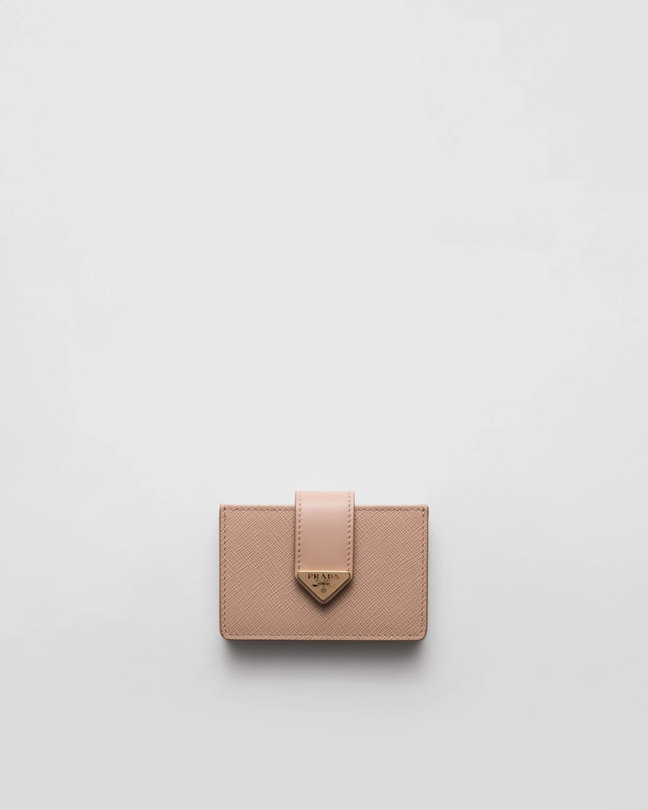 Prada Saffiano and smooth leather card holder Powderpink Online