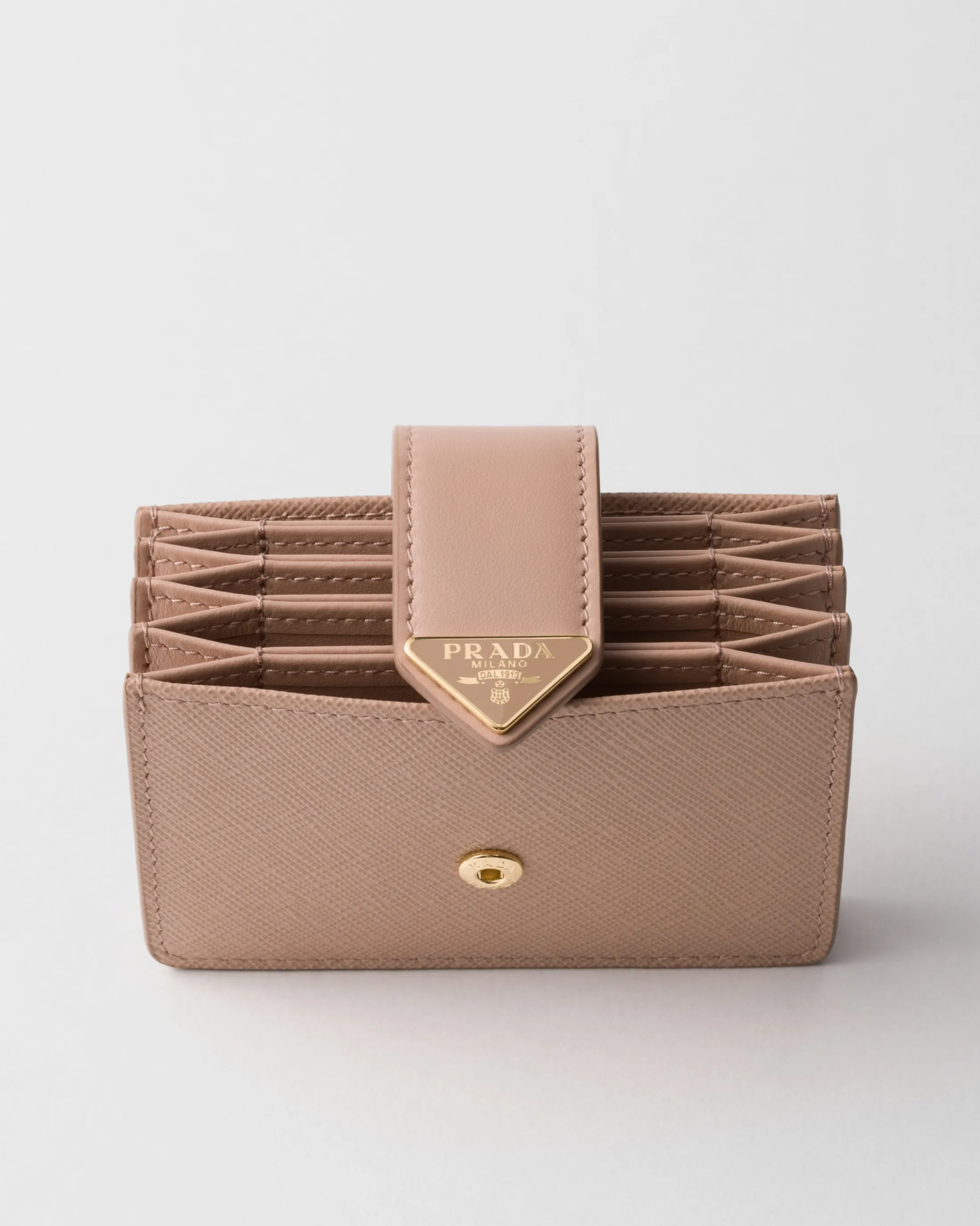 Prada Saffiano and smooth leather card holder Powderpink Online