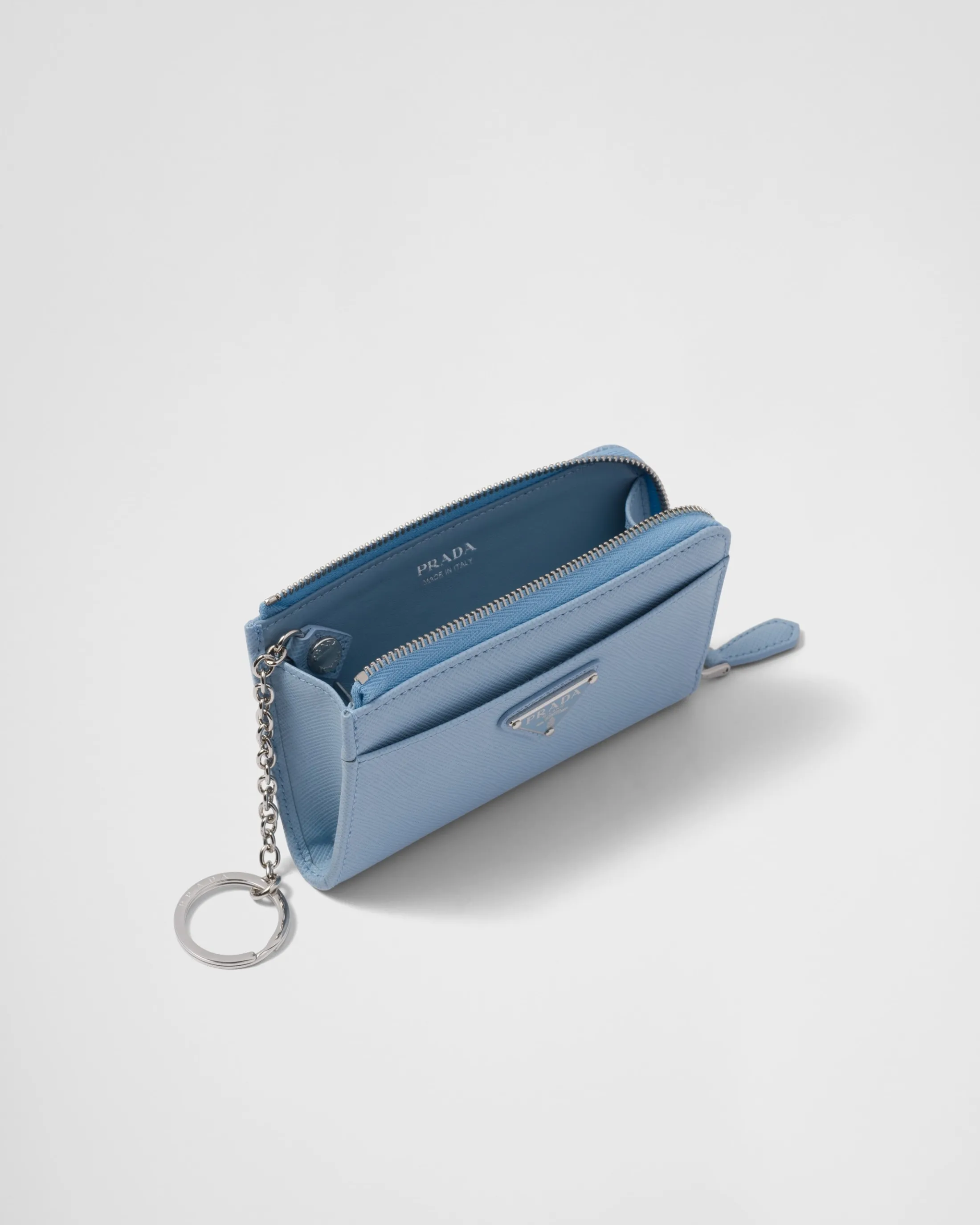 Prada Saffiano keychain Paleblue New