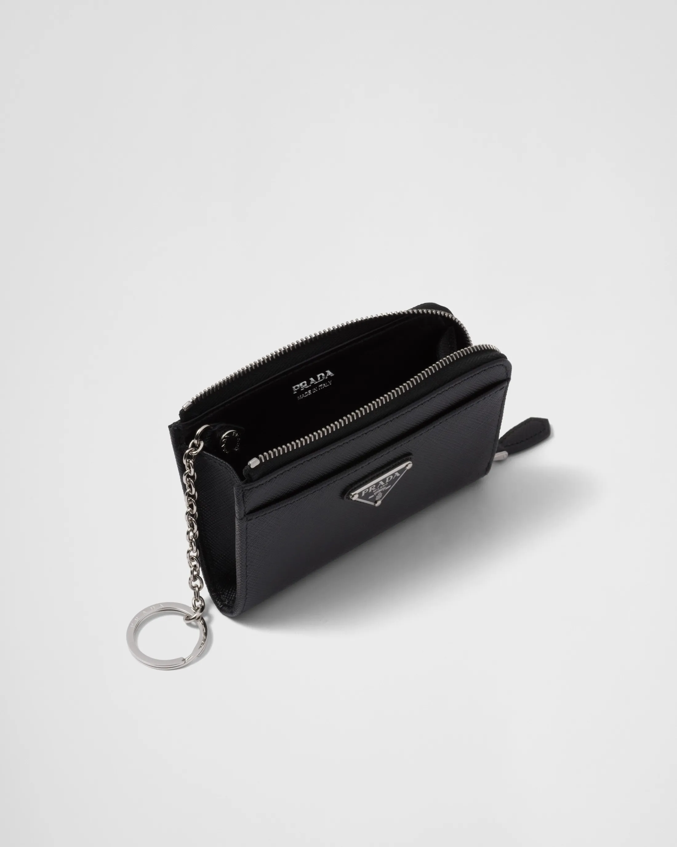 Prada Saffiano keychain Black Flash Sale