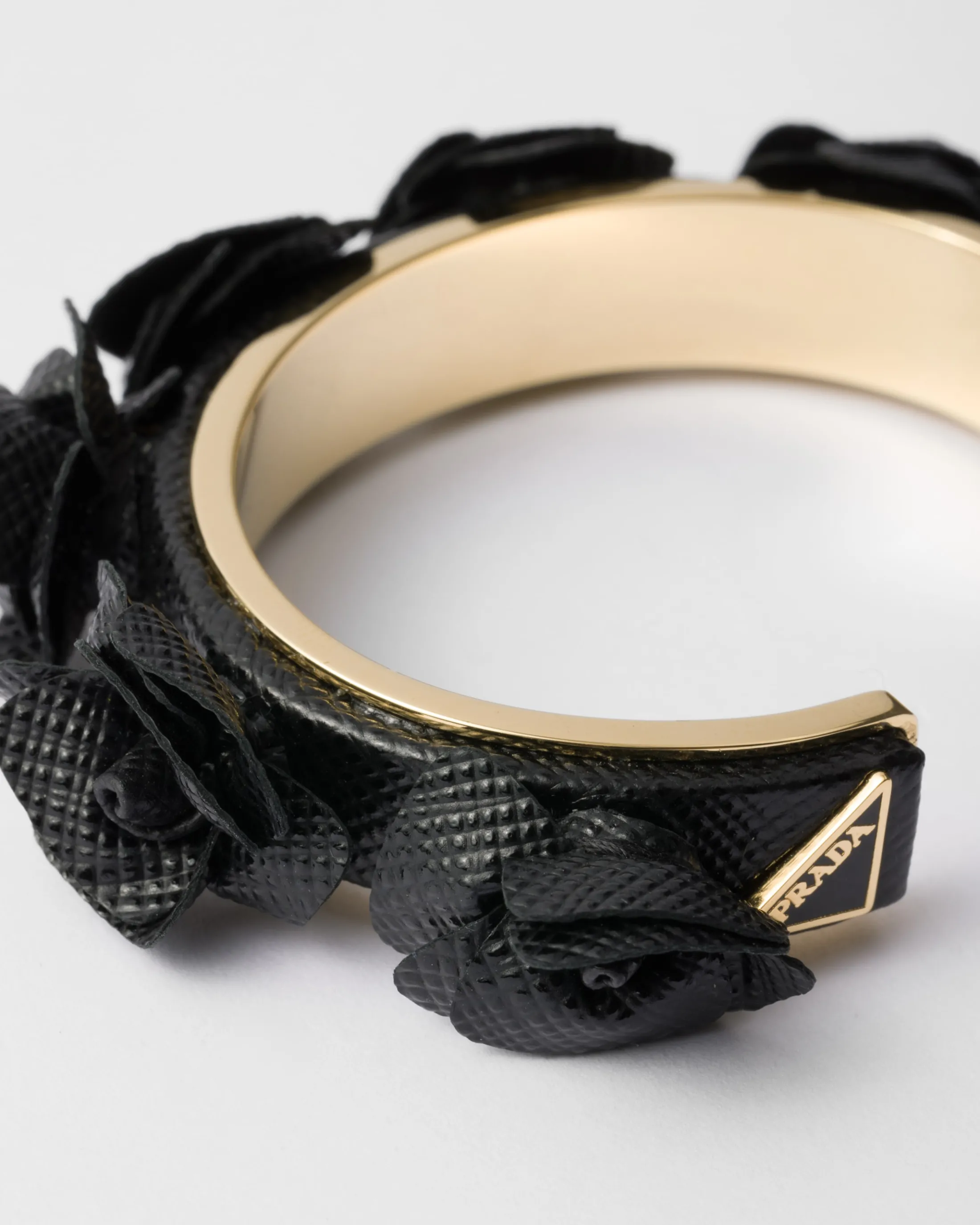 Prada Saffiano leather and metal bracelet Black Shop