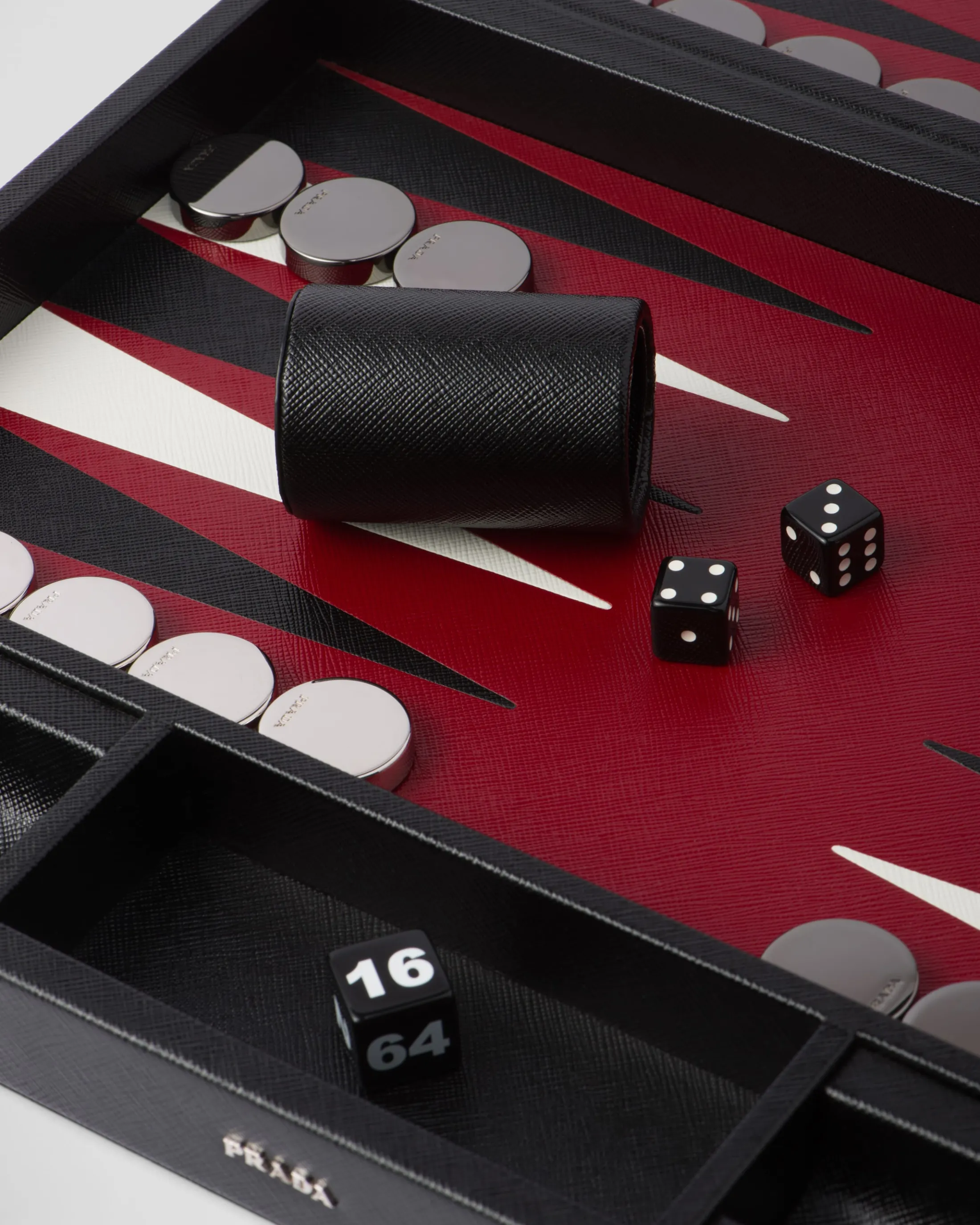 Prada Saffiano Leather Backgammon Set Black Discount