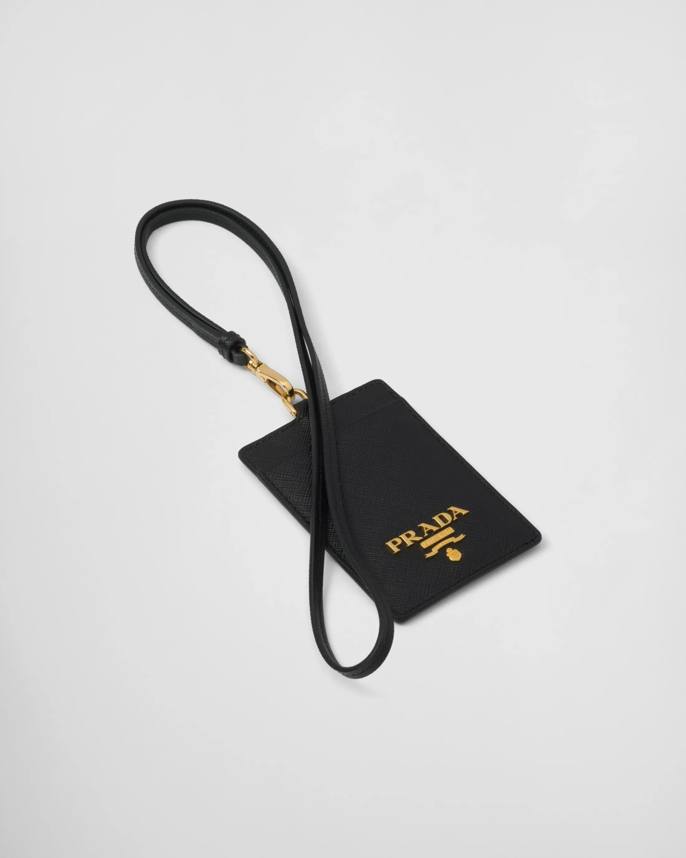 Prada Saffiano Leather Badge Holder Black Shop