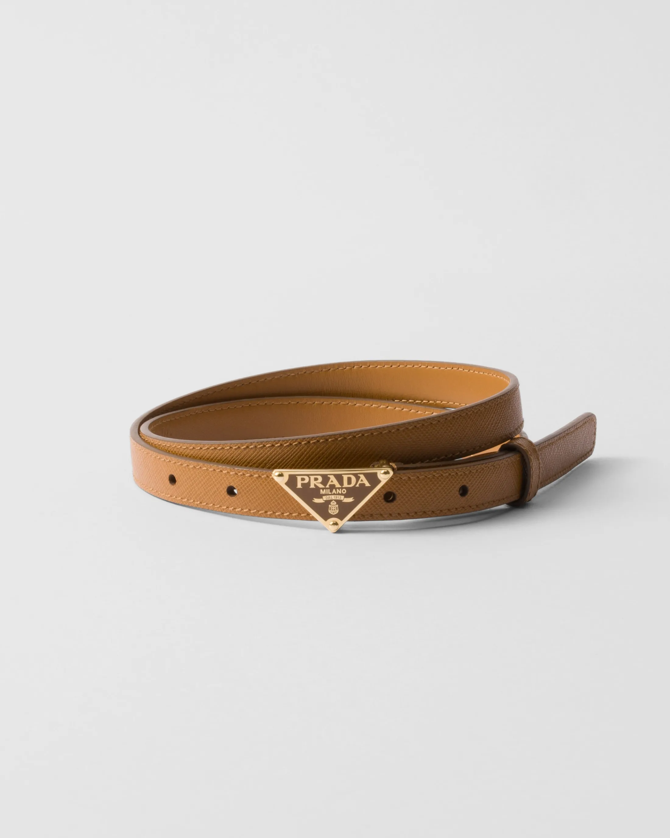 Prada Saffiano leather belt Caramel Outlet