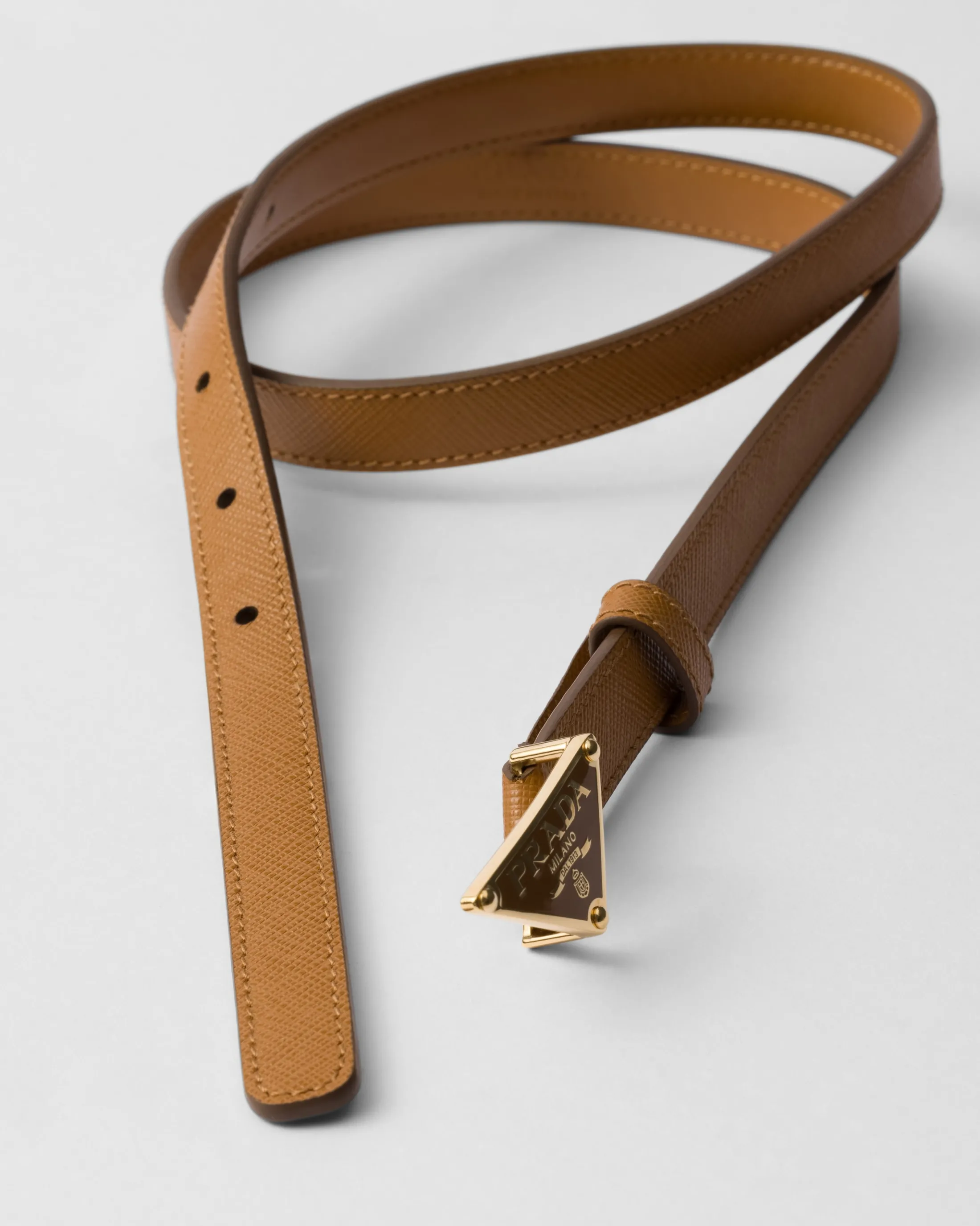 Prada Saffiano leather belt Caramel Outlet