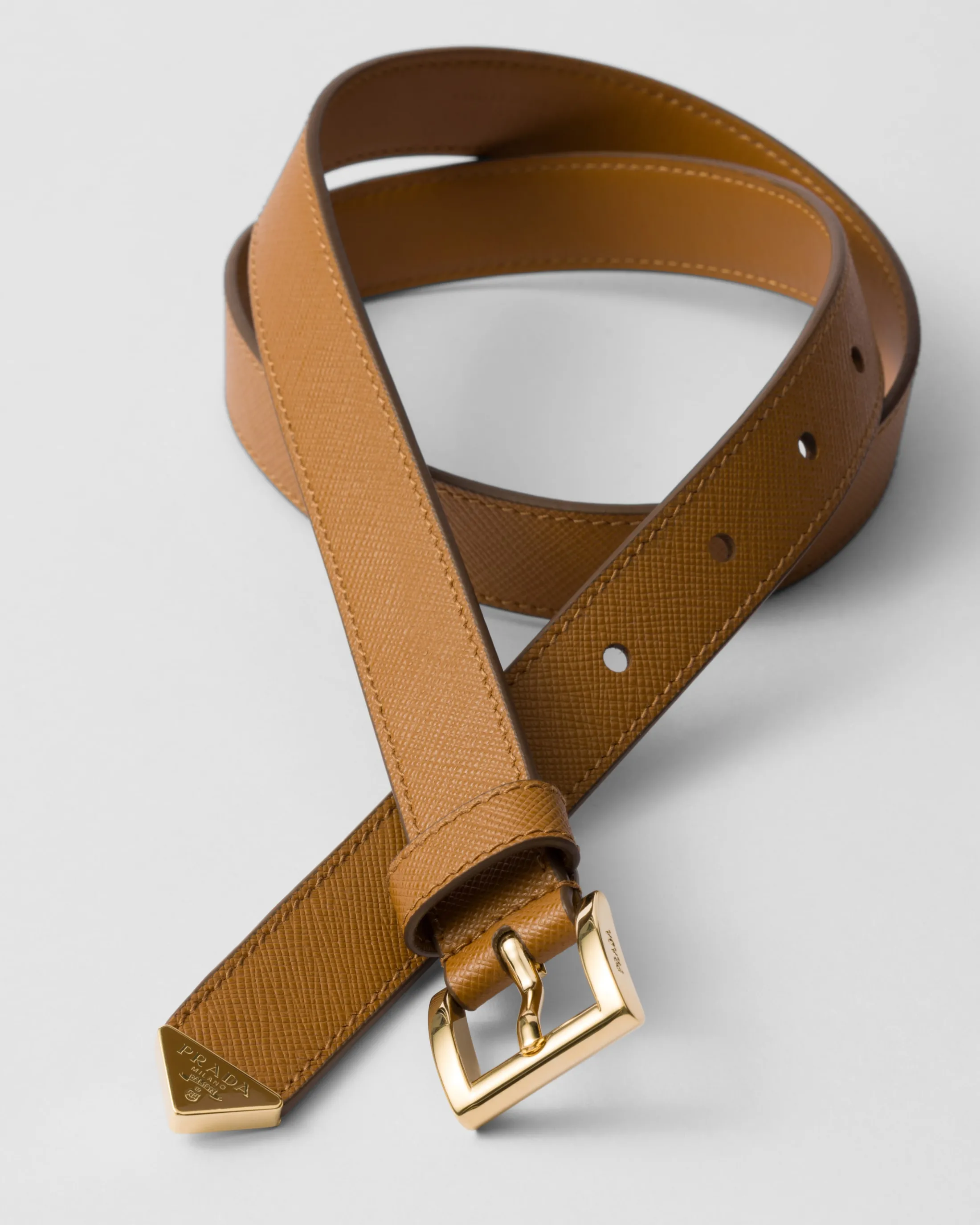 Prada Saffiano leather belt Caramel Fashion