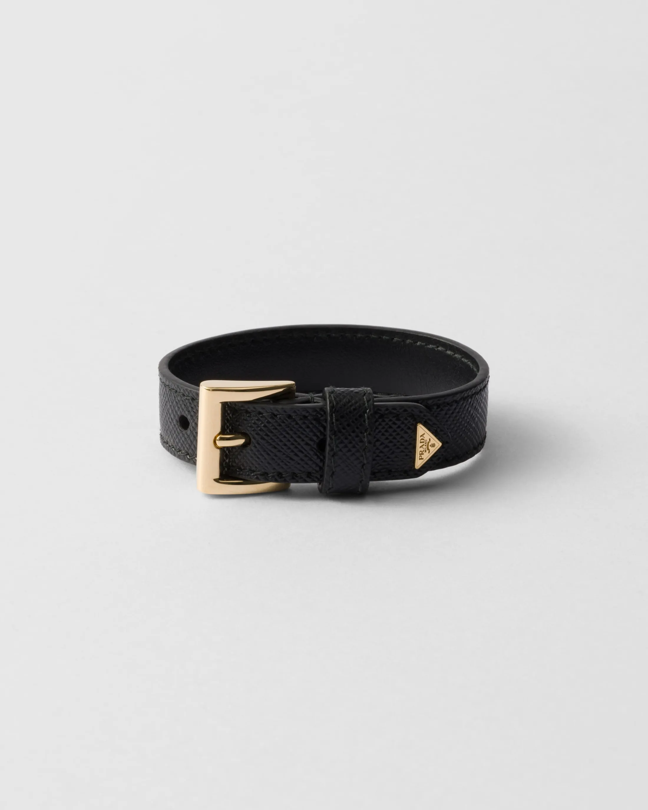 Prada Saffiano leather bracelet Black Cheap