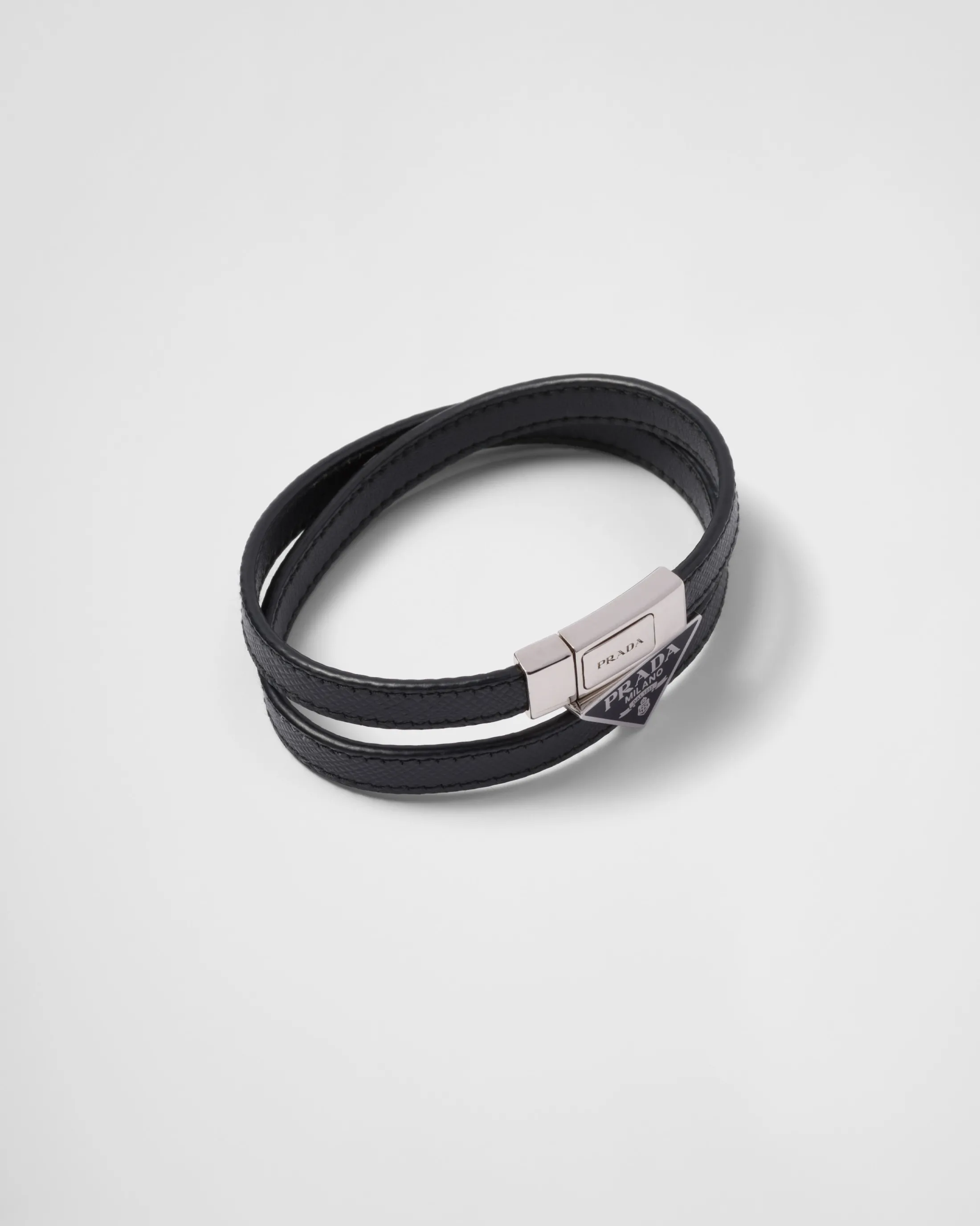 Prada Saffiano Leather Bracelet Black Cheap