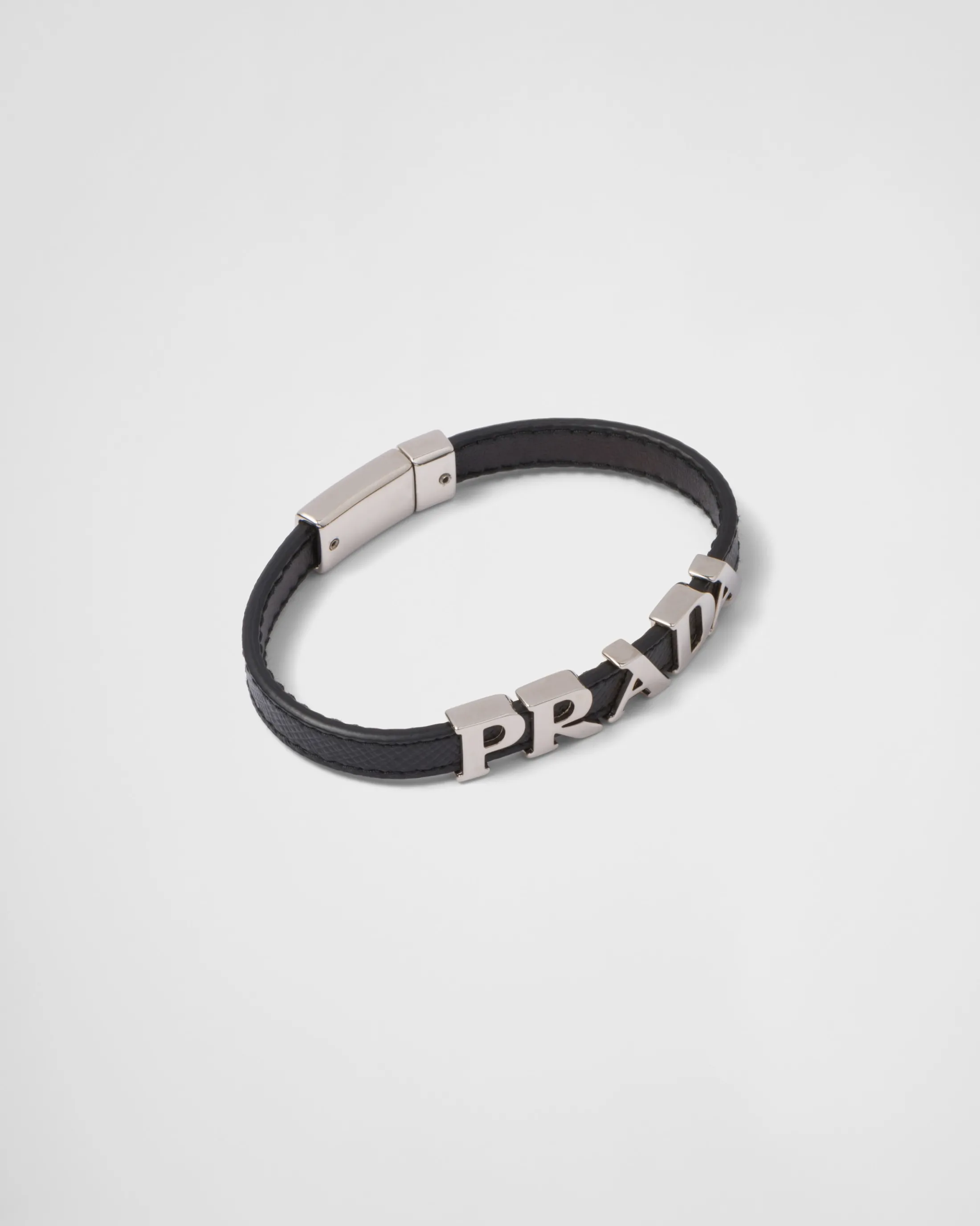 Prada Saffiano Leather Bracelet Black Clearance