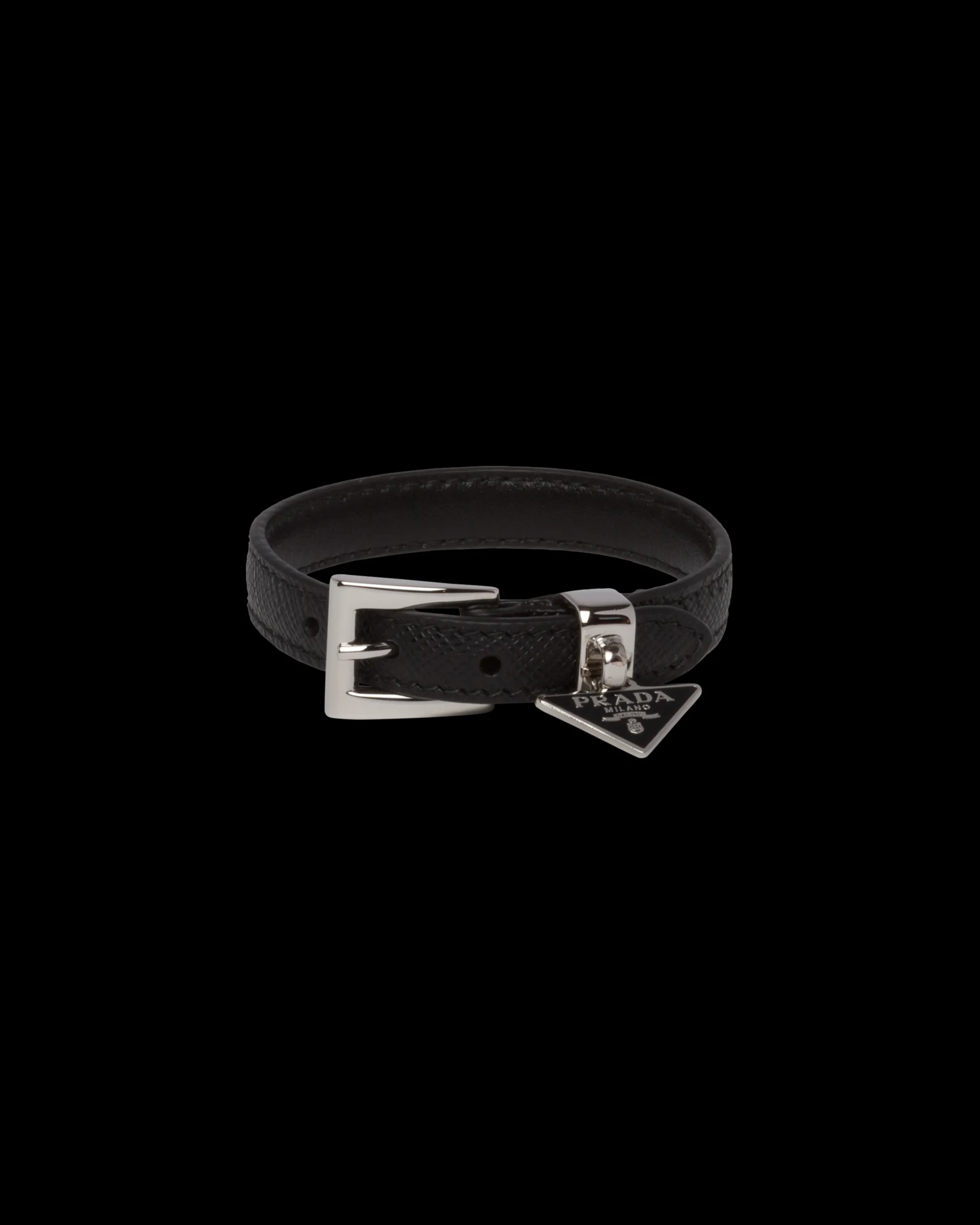 Prada Saffiano leather bracelet Black Sale