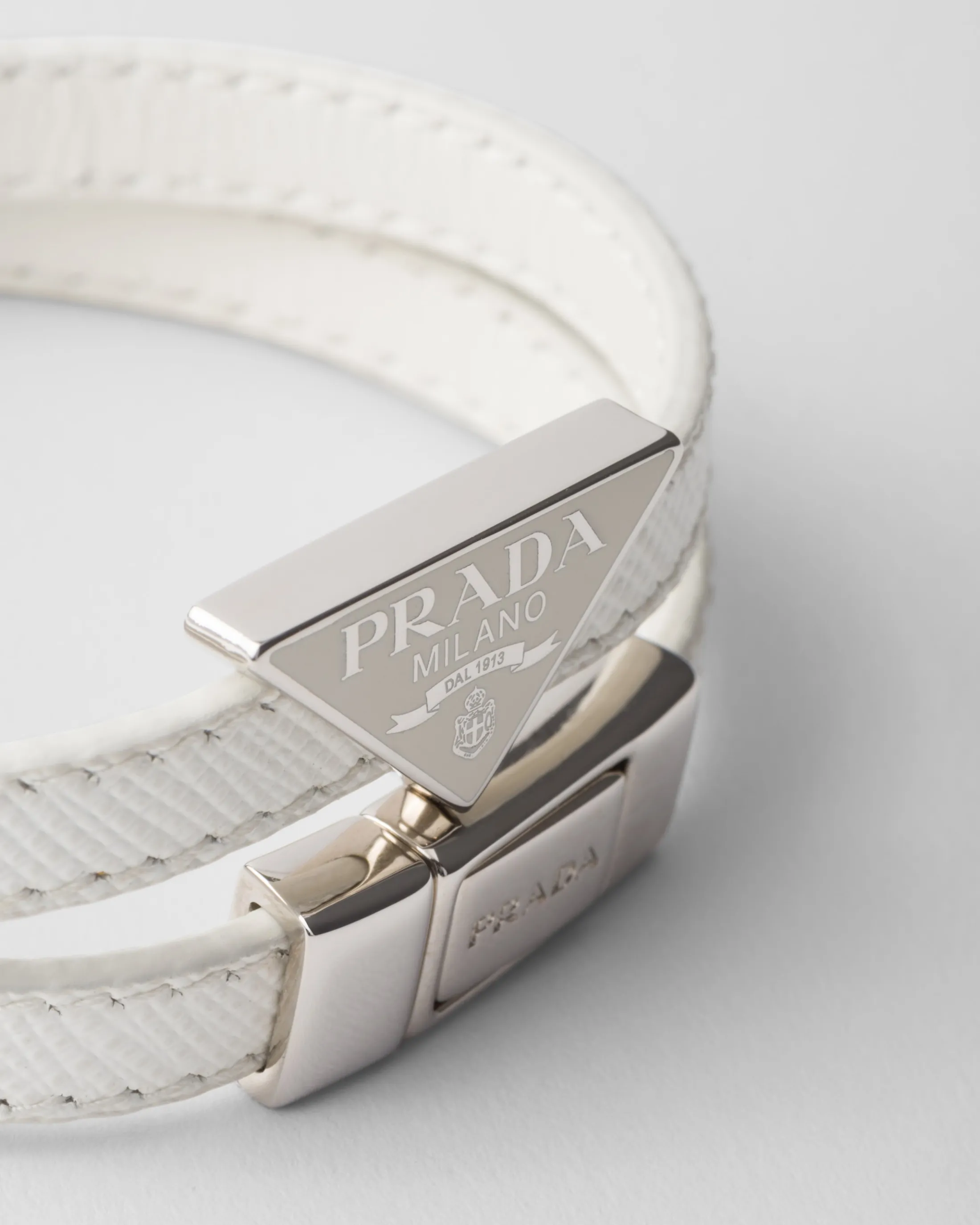 Prada Saffiano Leather Bracelet White Shop