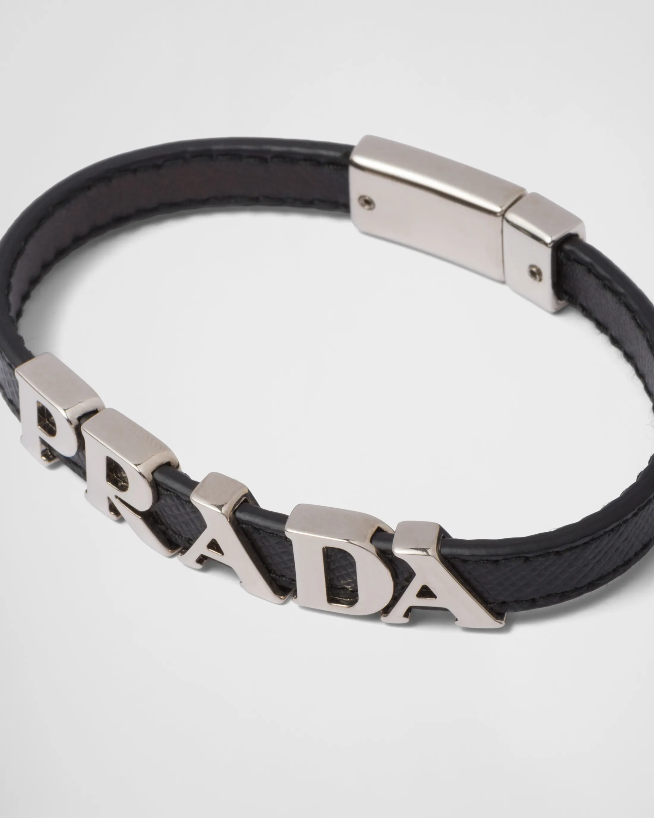 Prada Saffiano Leather Bracelet Black Clearance