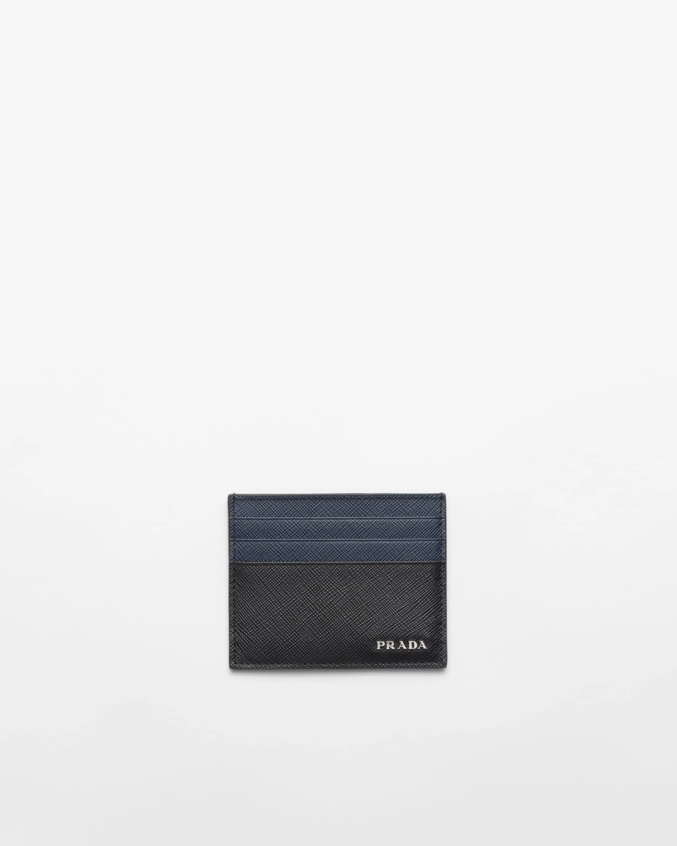 Prada Saffiano leather card holder Black/balticblue Shop