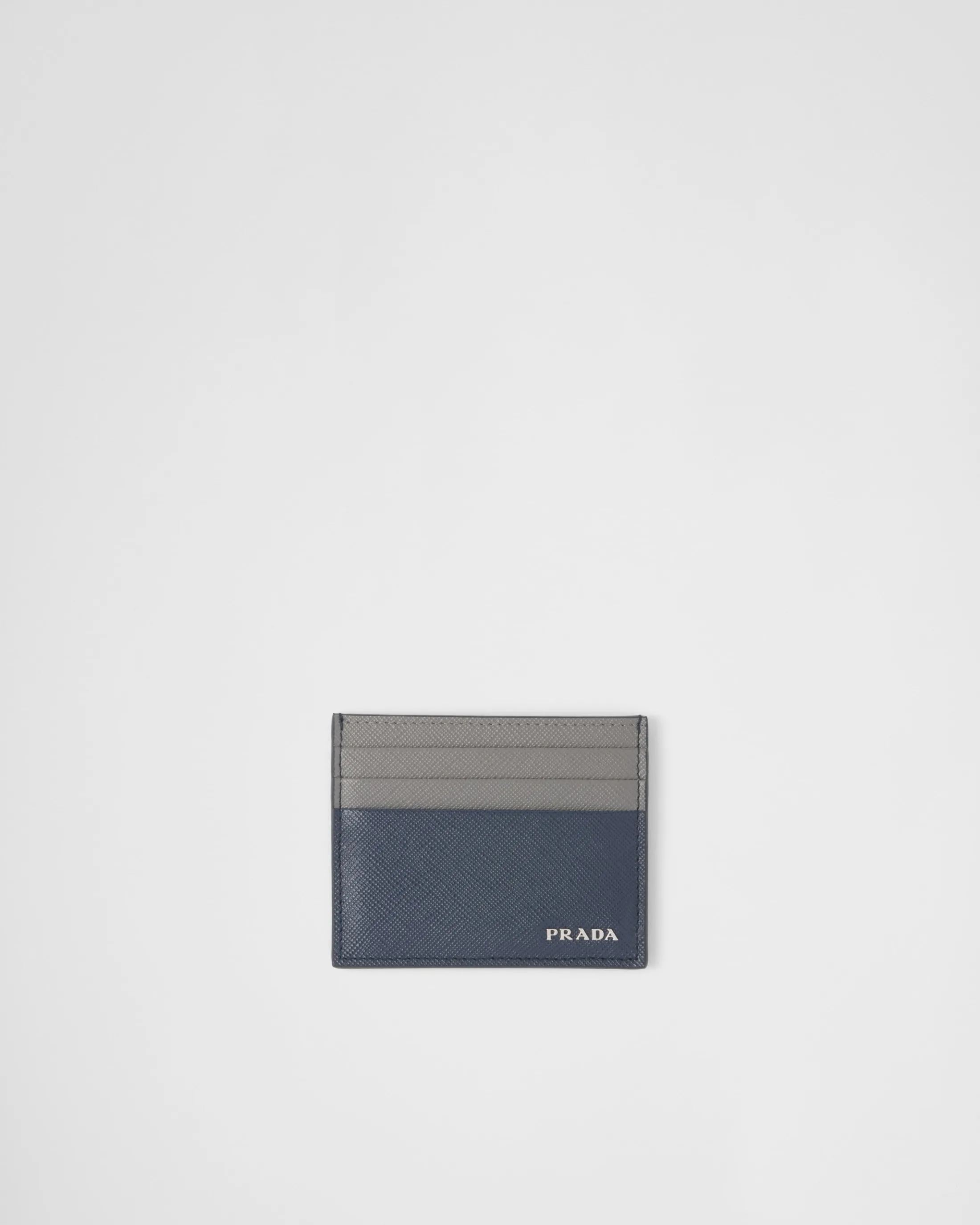 Prada Saffiano leather card holder Balticblue/marblegray Clearance