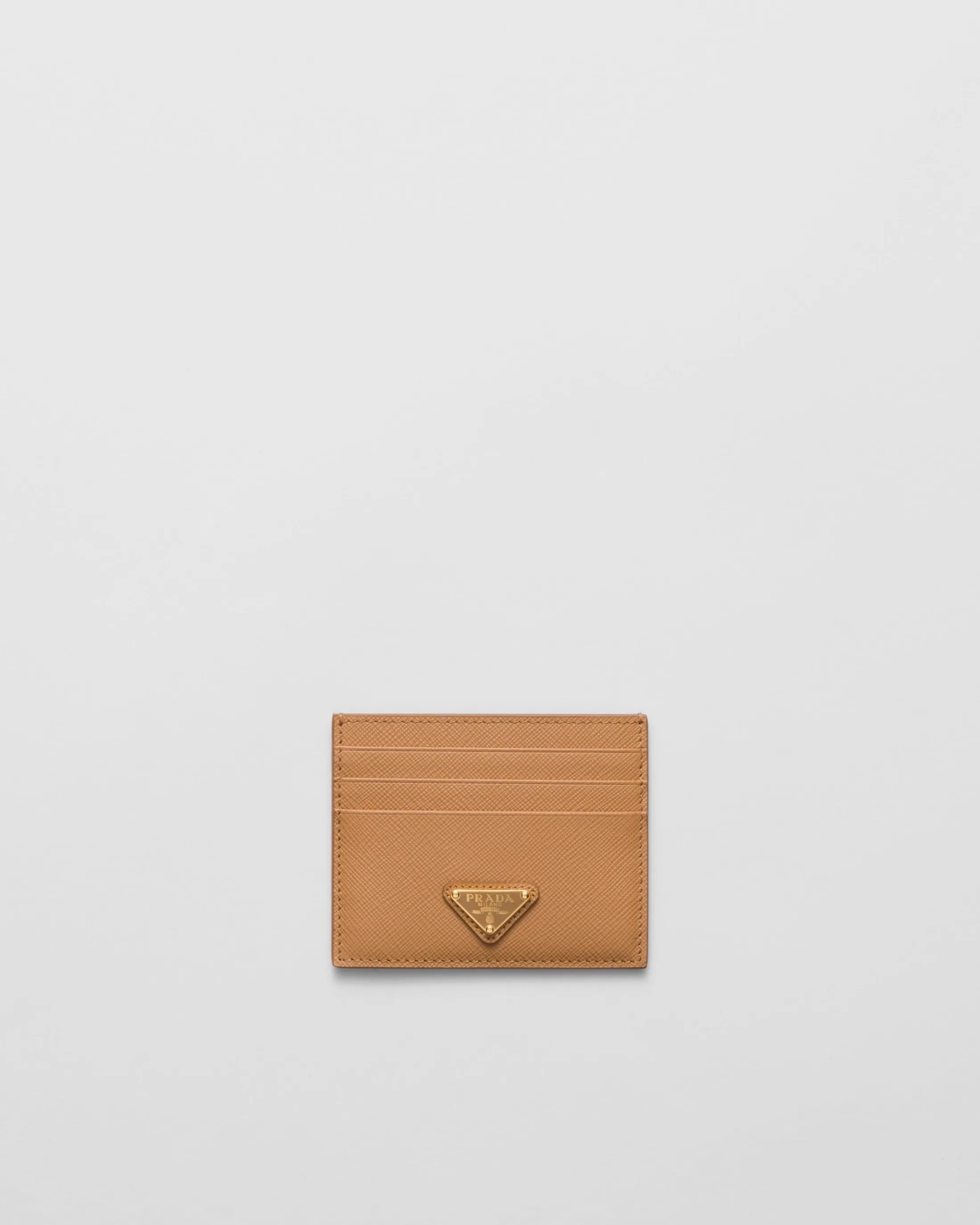 Prada Saffiano Leather Card Holder Natural Clearance