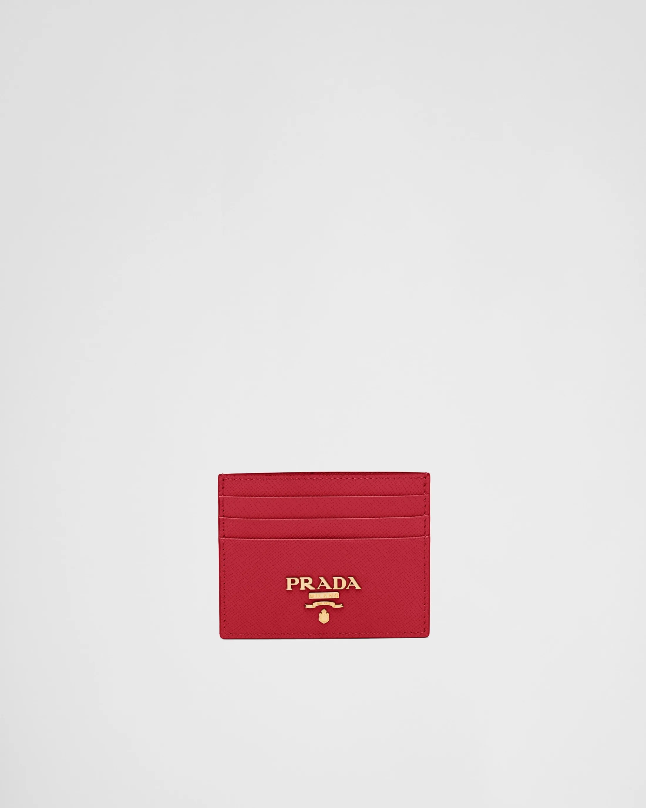 Prada Saffiano Leather Card Holder Fieryred Outlet