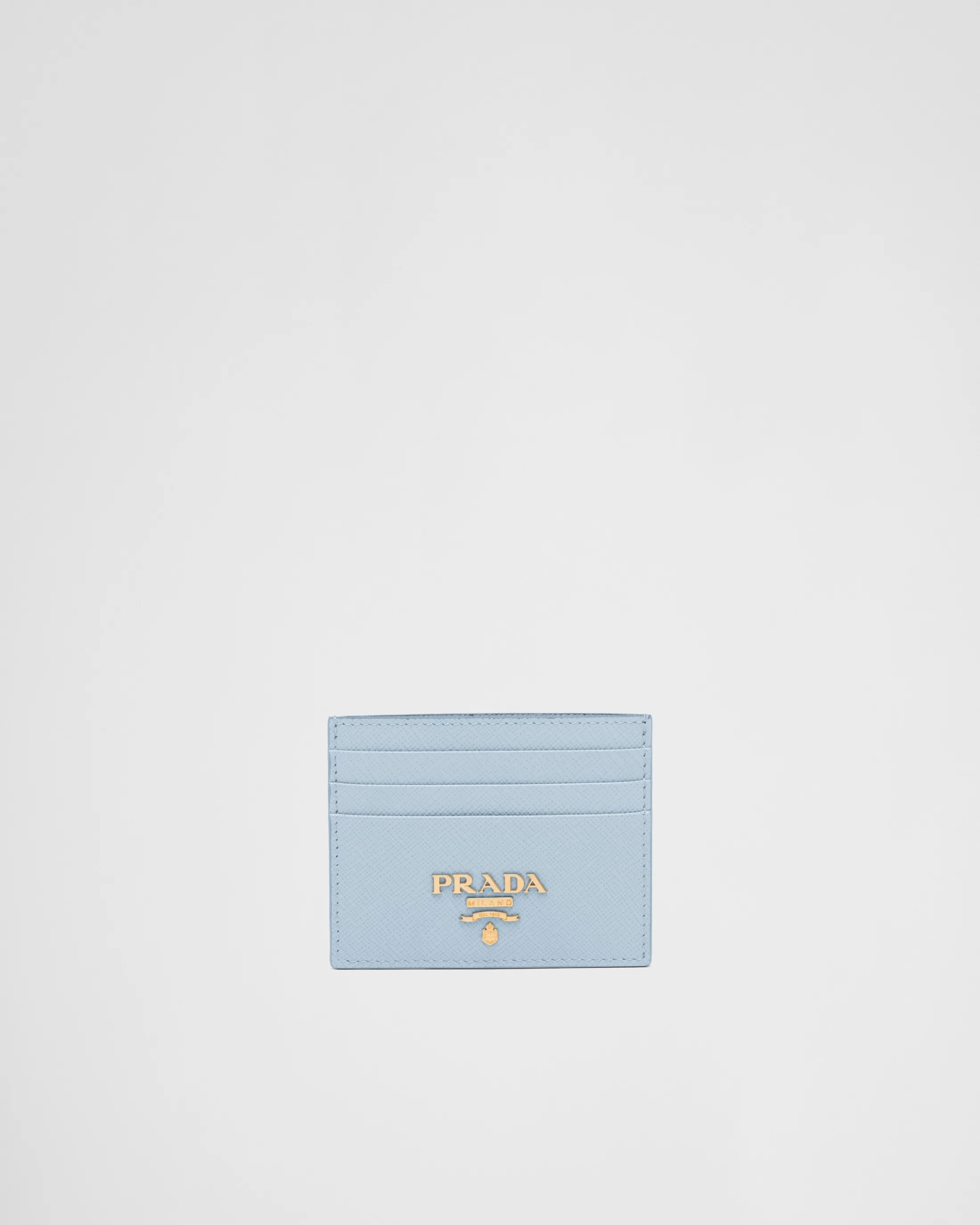 Prada Saffiano Leather Card Holder Lightblue Fashion