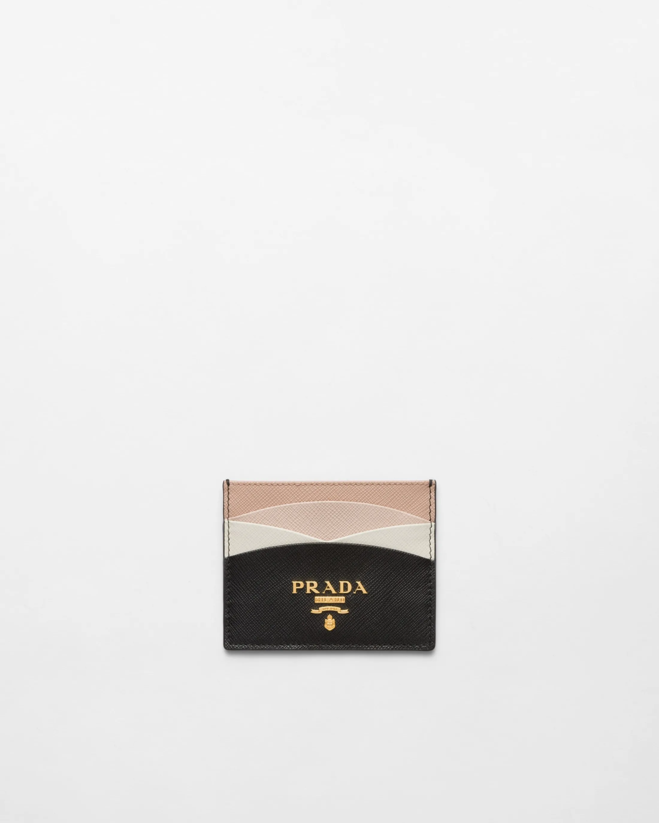 Prada Saffiano Leather Card Holder Black/palepink Best