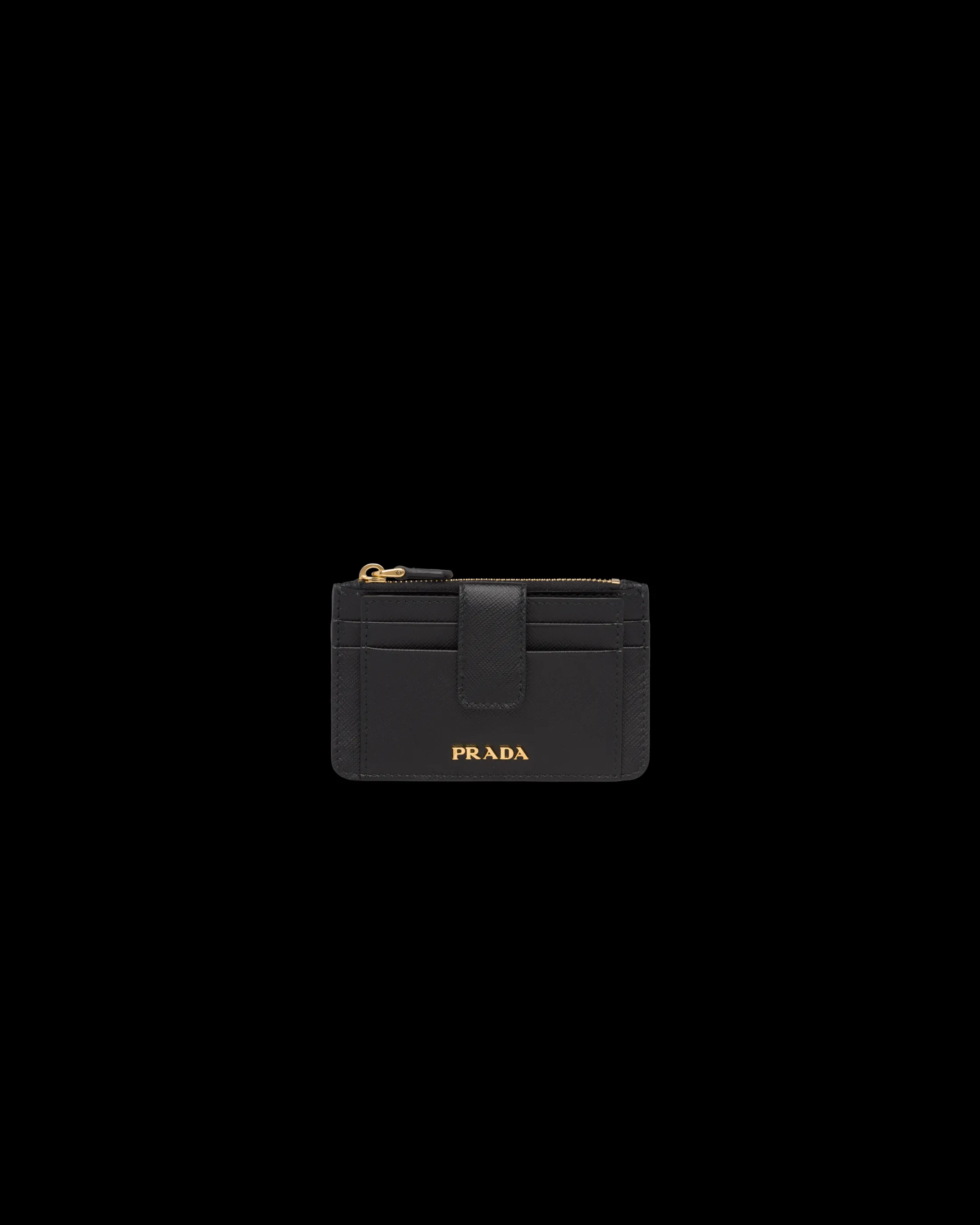 Prada Saffiano Leather Card Holder Black Hot