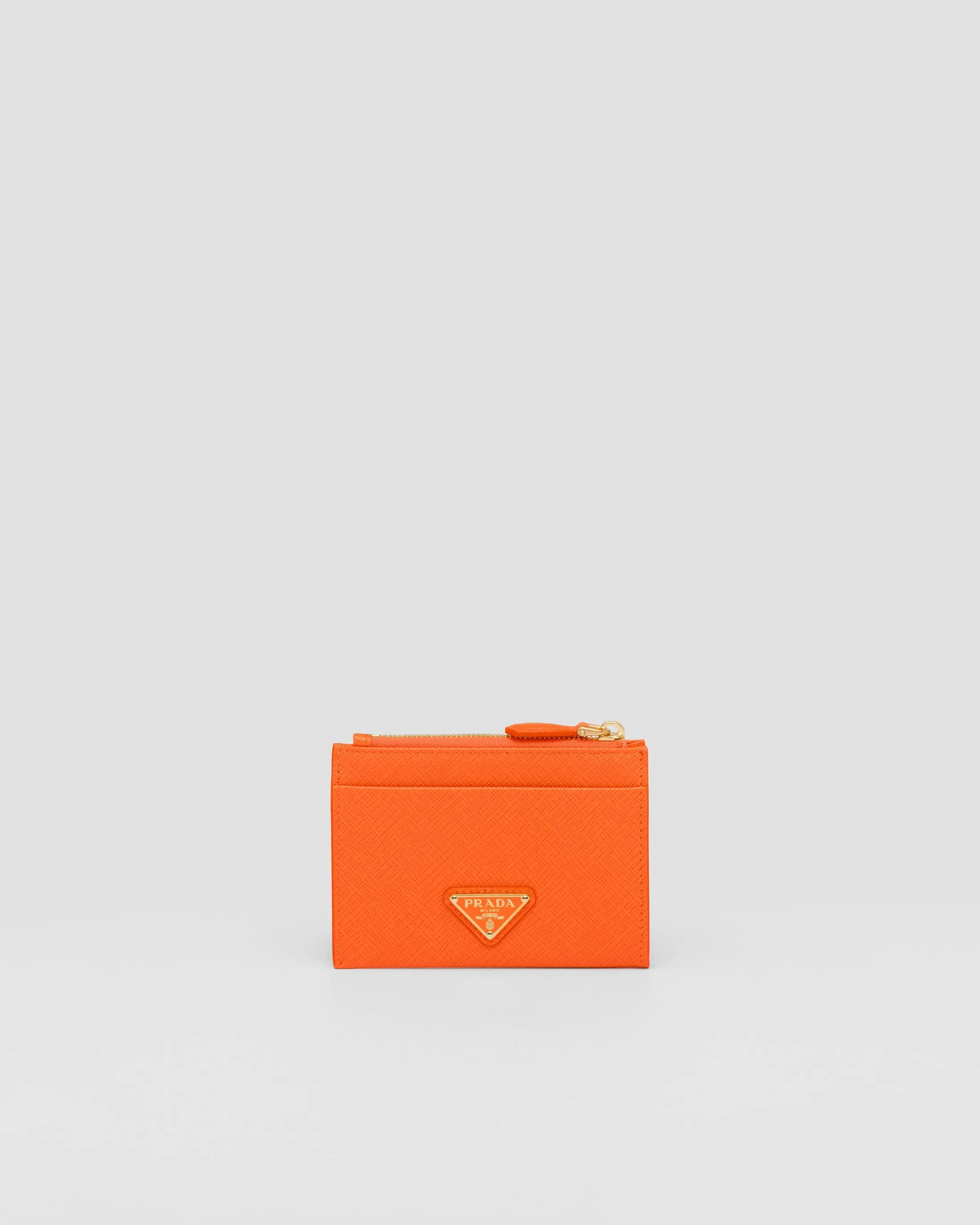 Prada Saffiano Leather Card Holder Orange Shop