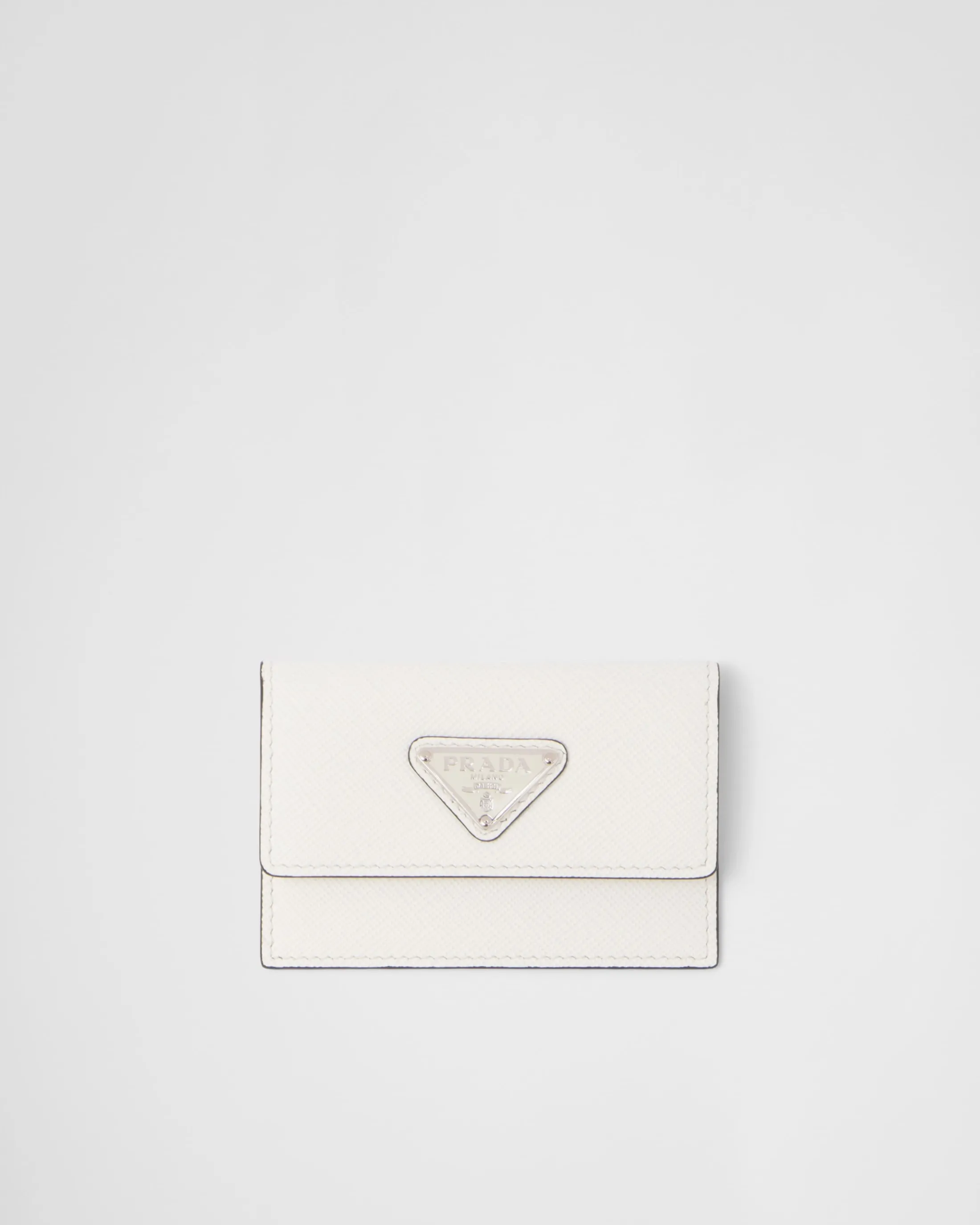 Prada Saffiano leather card holder White New