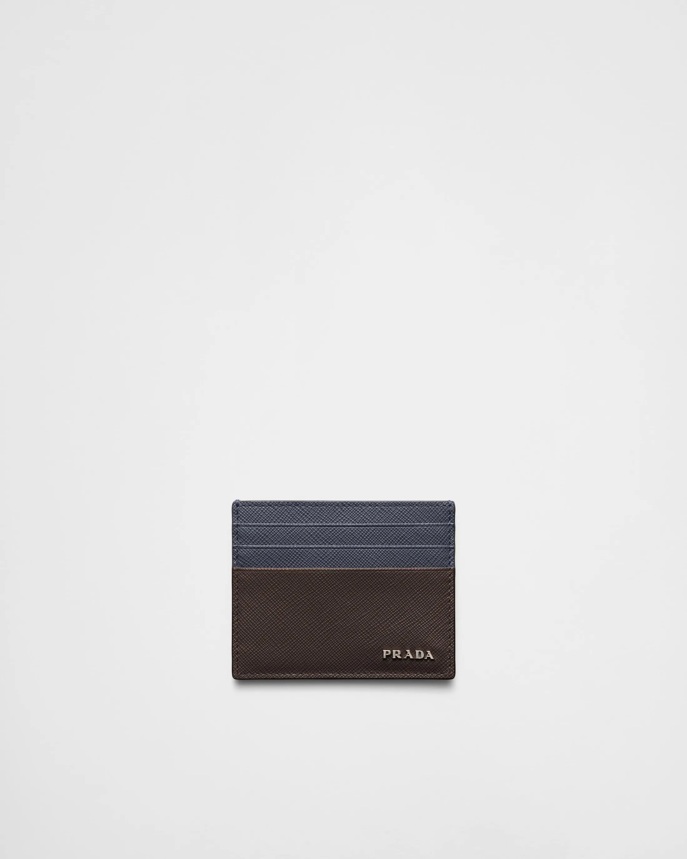 Prada Saffiano leather card holder Coffee/balticblue New