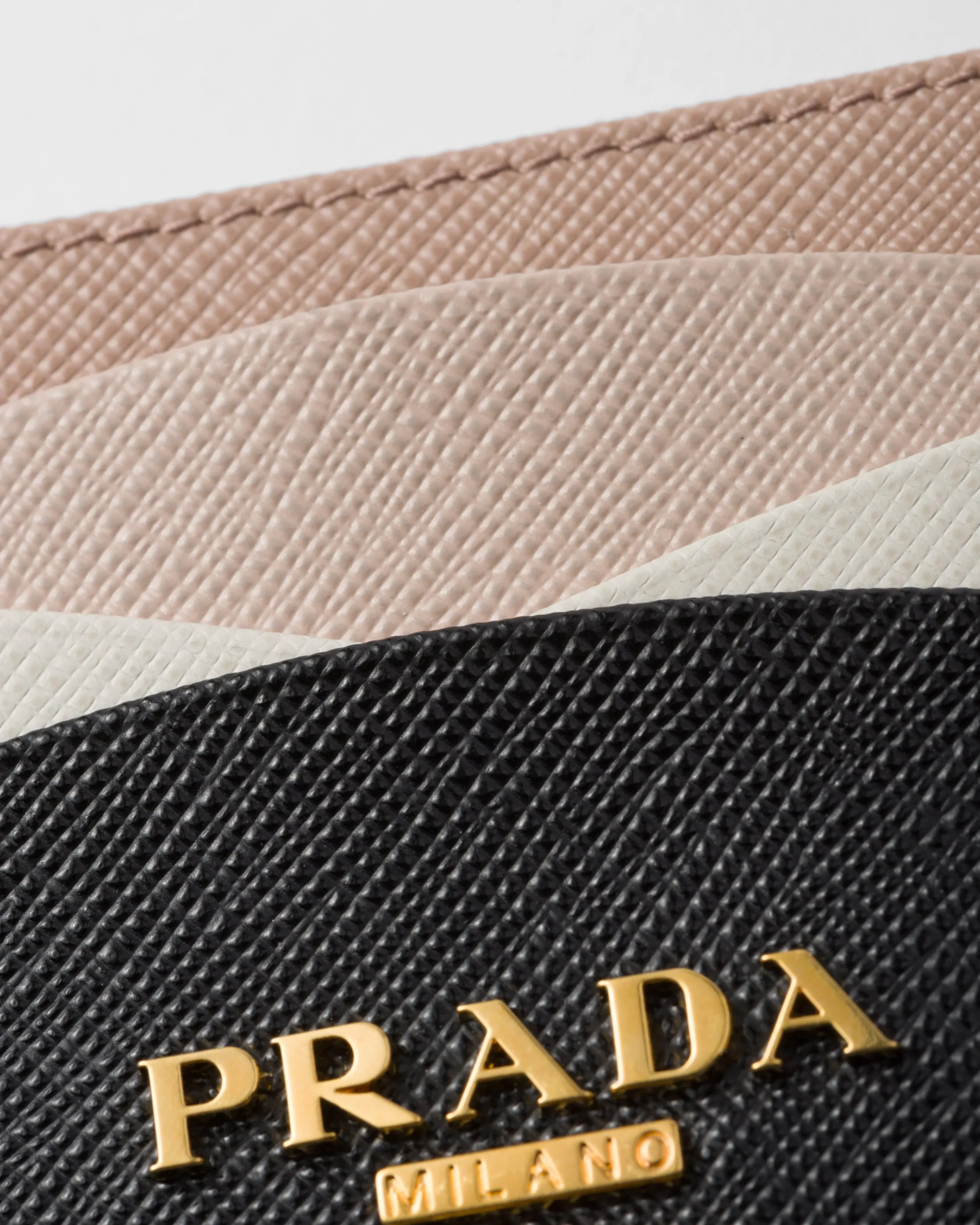 Prada Saffiano Leather Card Holder Black/palepink Best