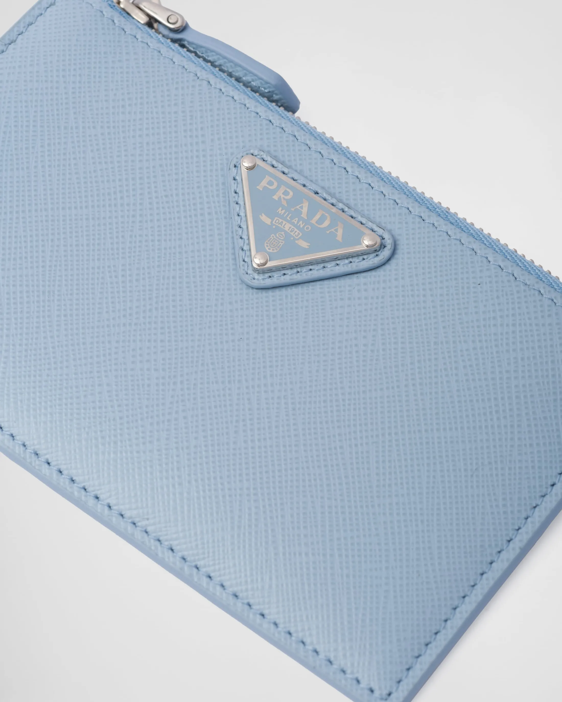 Prada Saffiano leather card holder Paleblue Sale