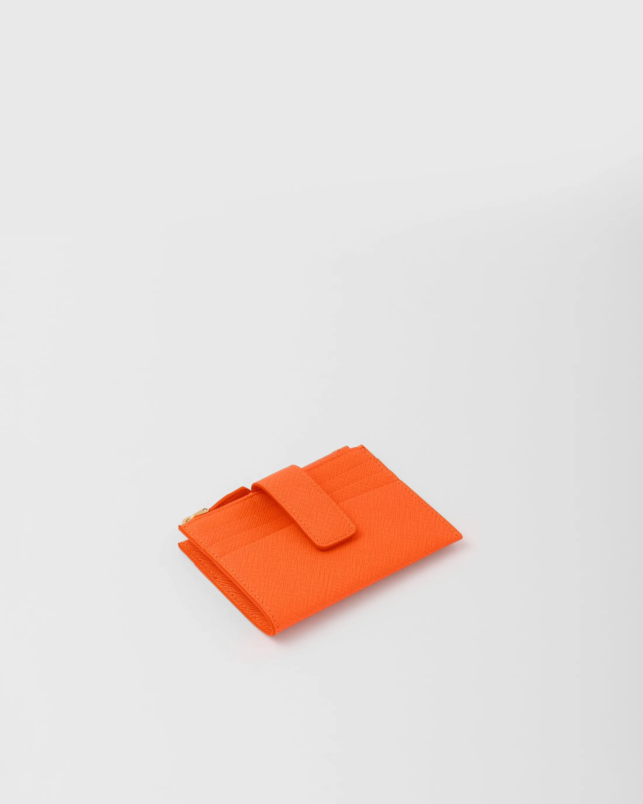 Prada Saffiano Leather Card Holder Orange Shop