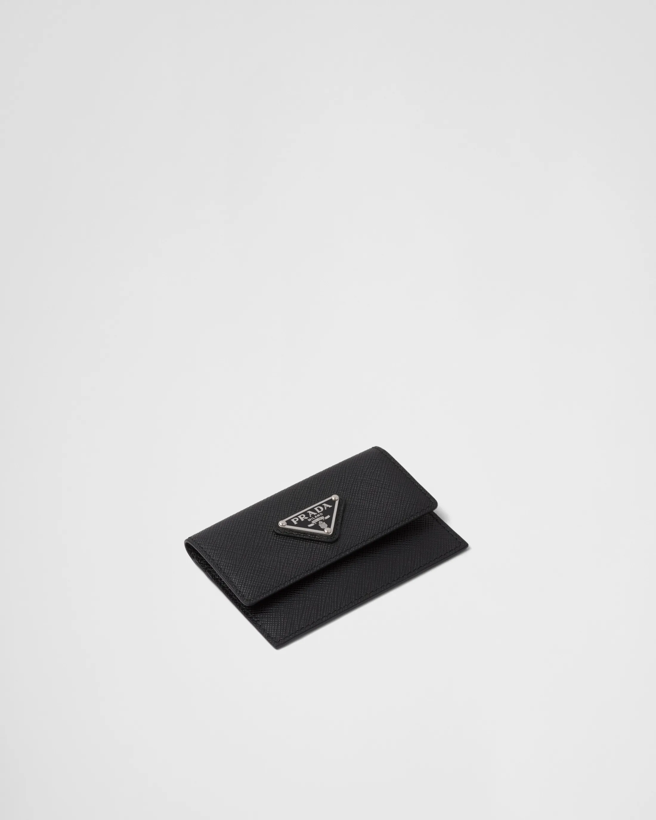 Prada Saffiano leather card holder Black Best Sale