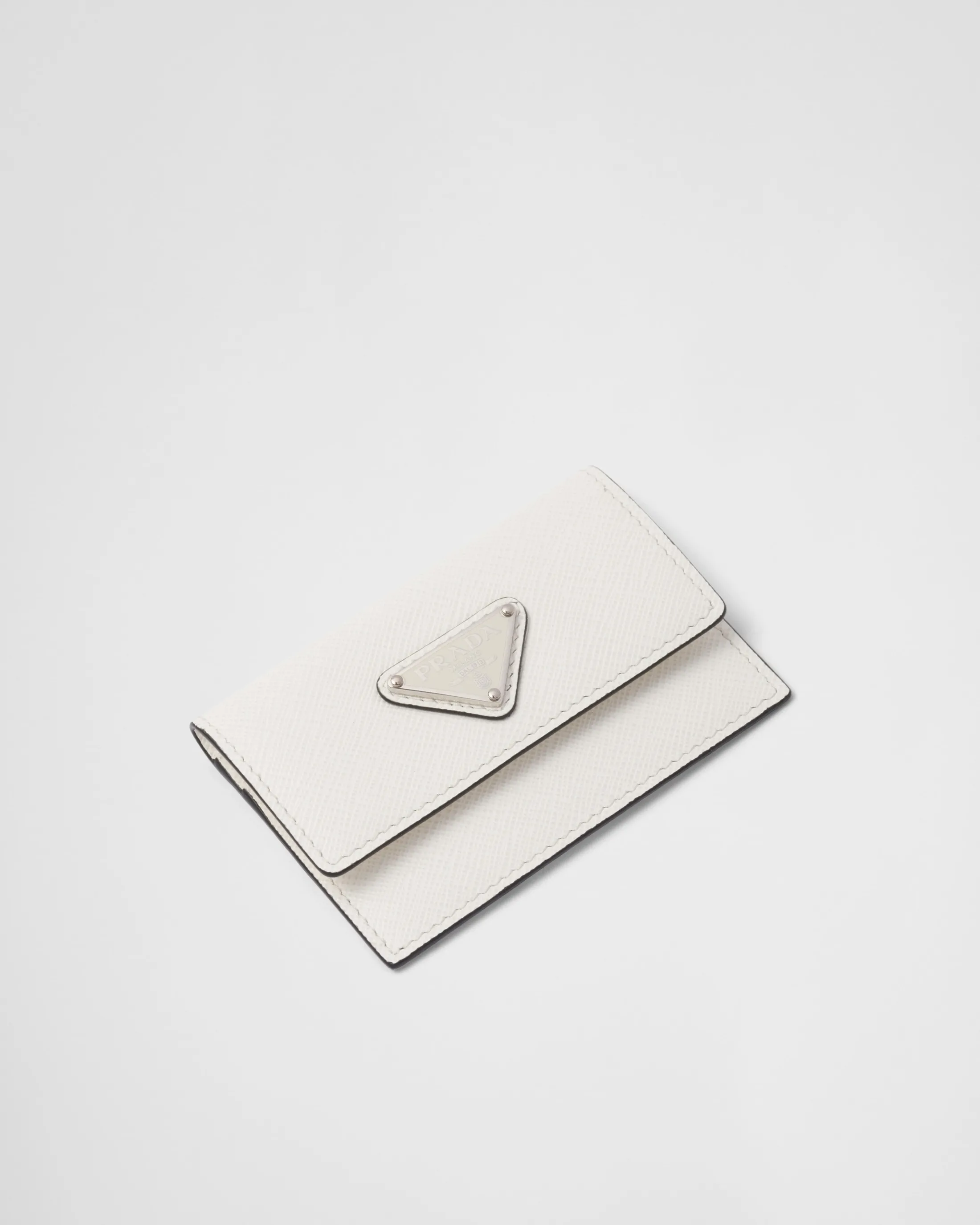 Prada Saffiano leather card holder White New