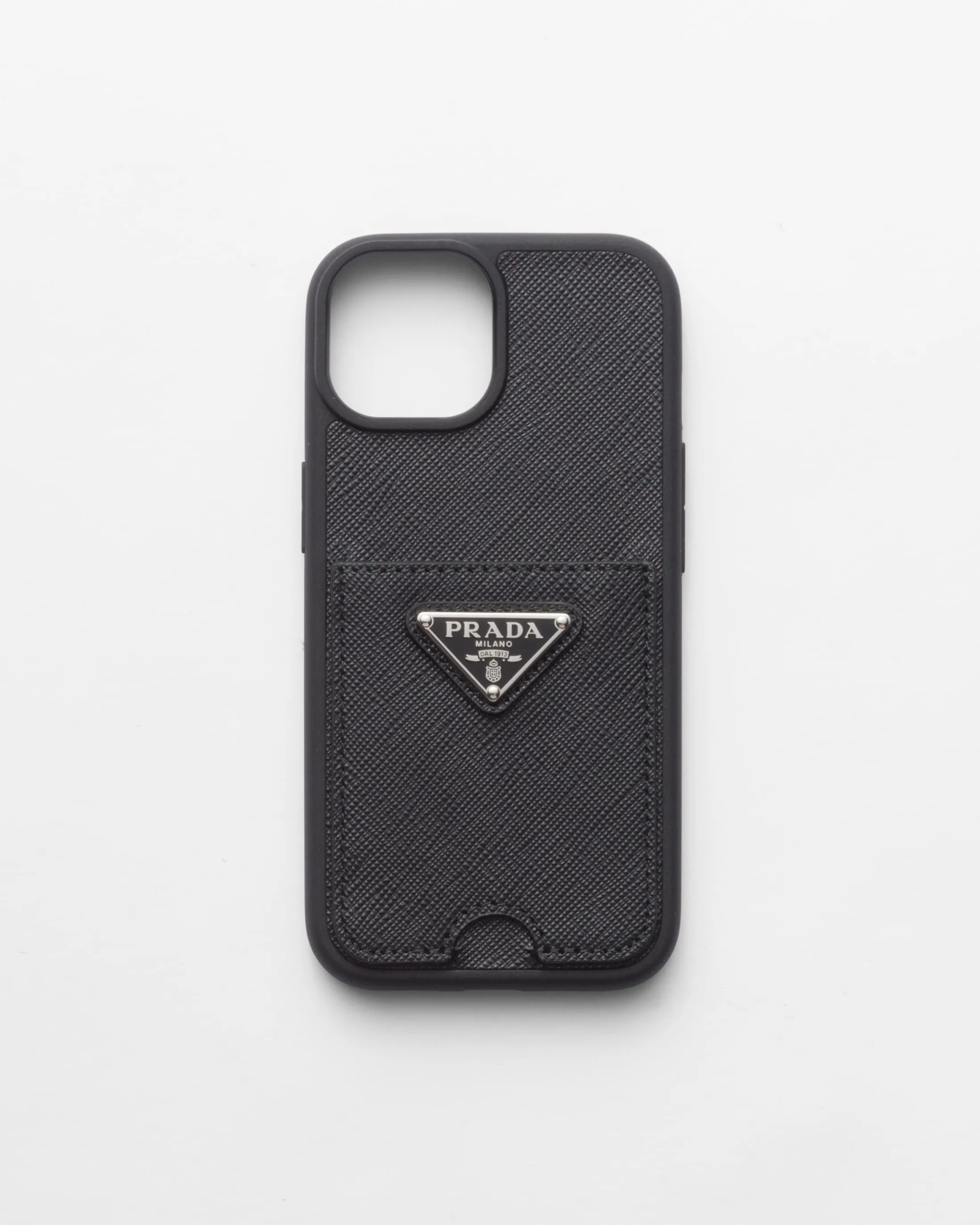 Prada Saffiano leather cover for iPhone 15 Black Store