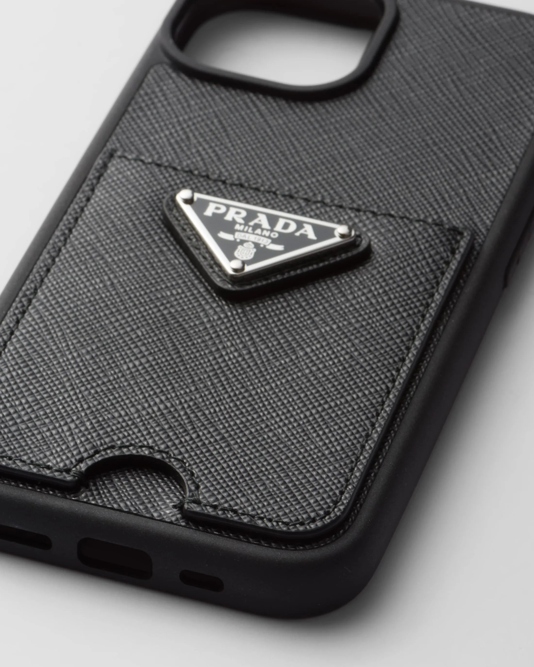 Prada Saffiano leather cover for iPhone 15 Black Store