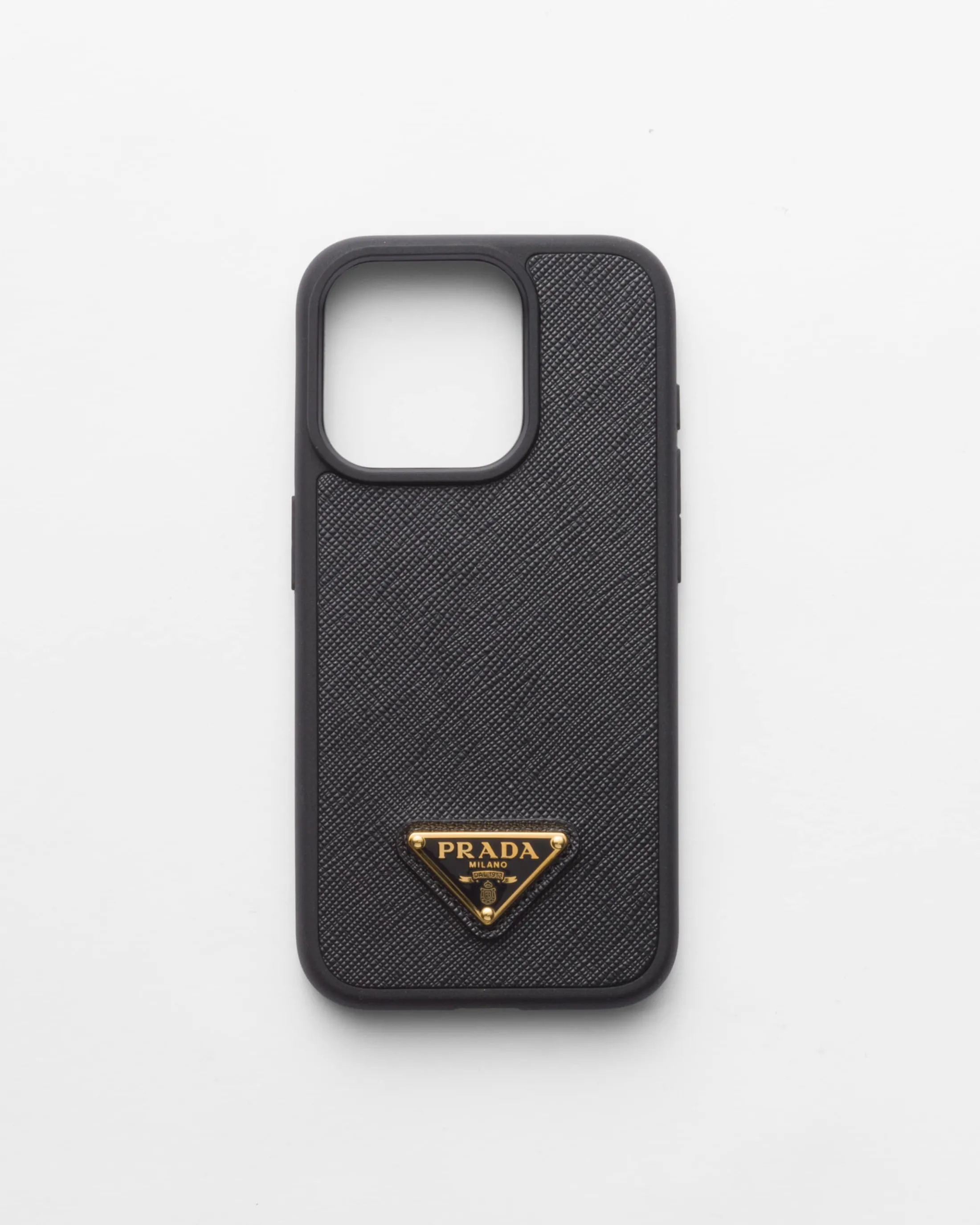 Prada Saffiano leather cover for iPhone 15 Pro Black Hot