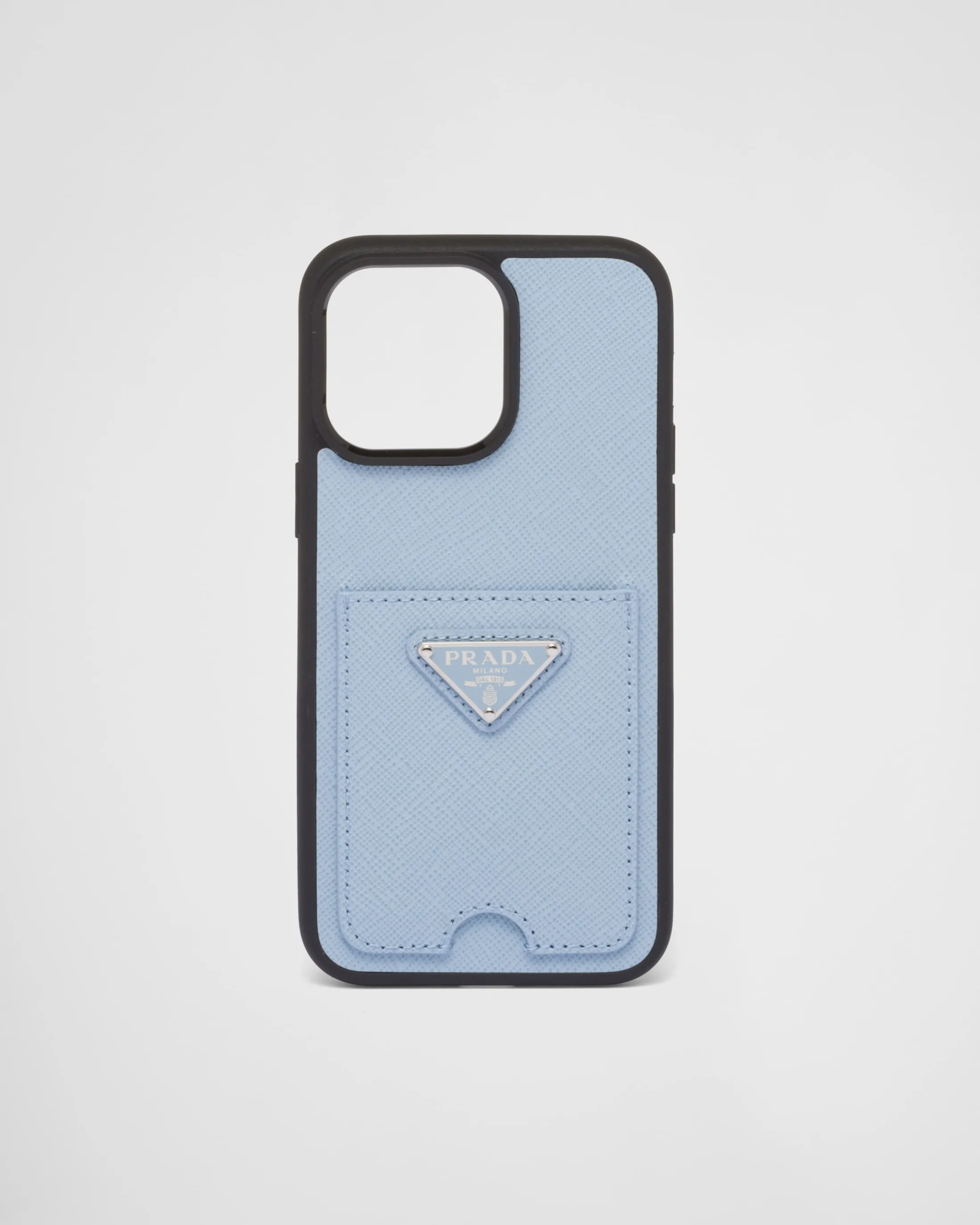 Prada Saffiano leather cover for iPhone 14 Pro Max Paleblue Flash Sale