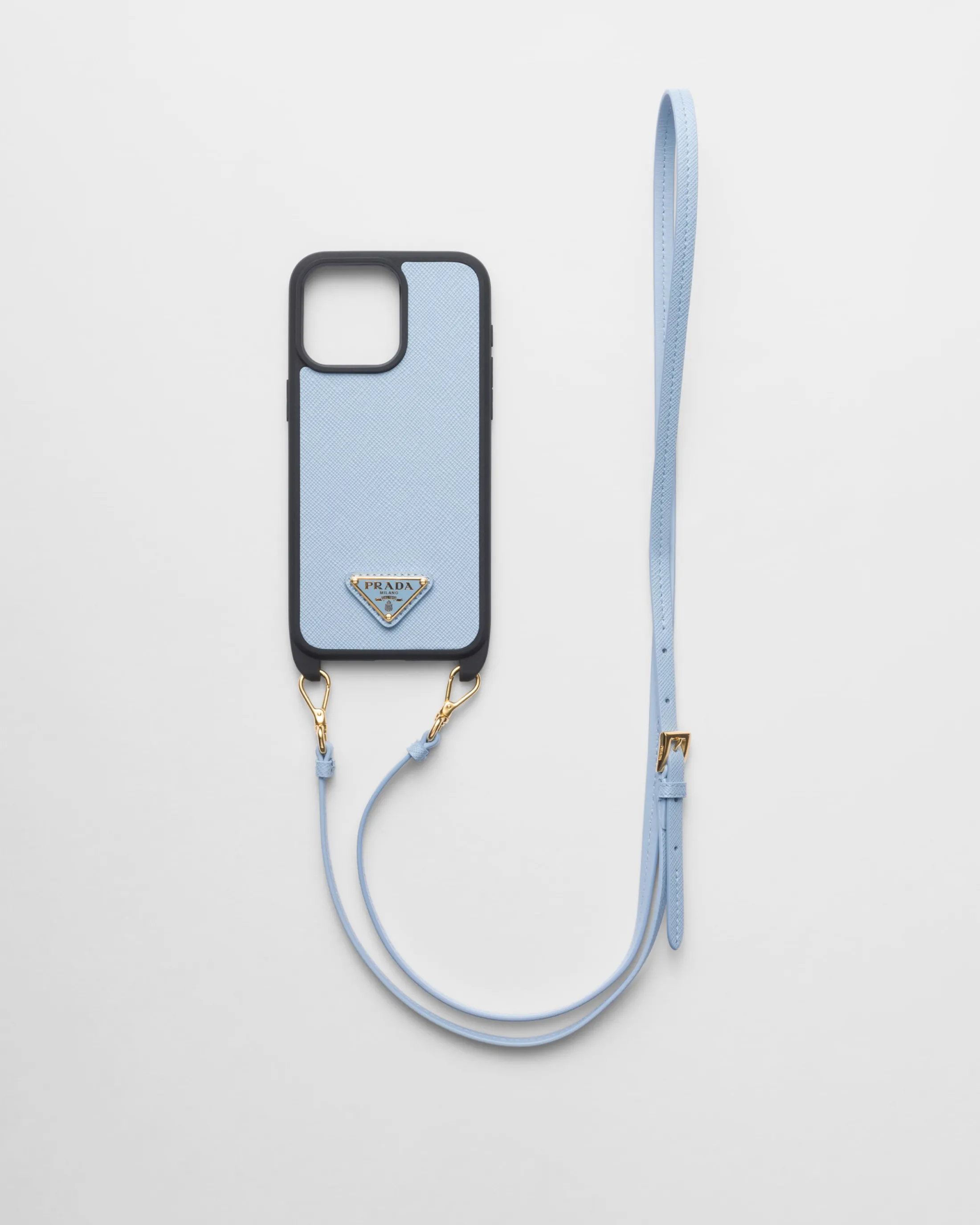 Prada Saffiano leather cover for iPhone 15 Pro Max Lightblue New