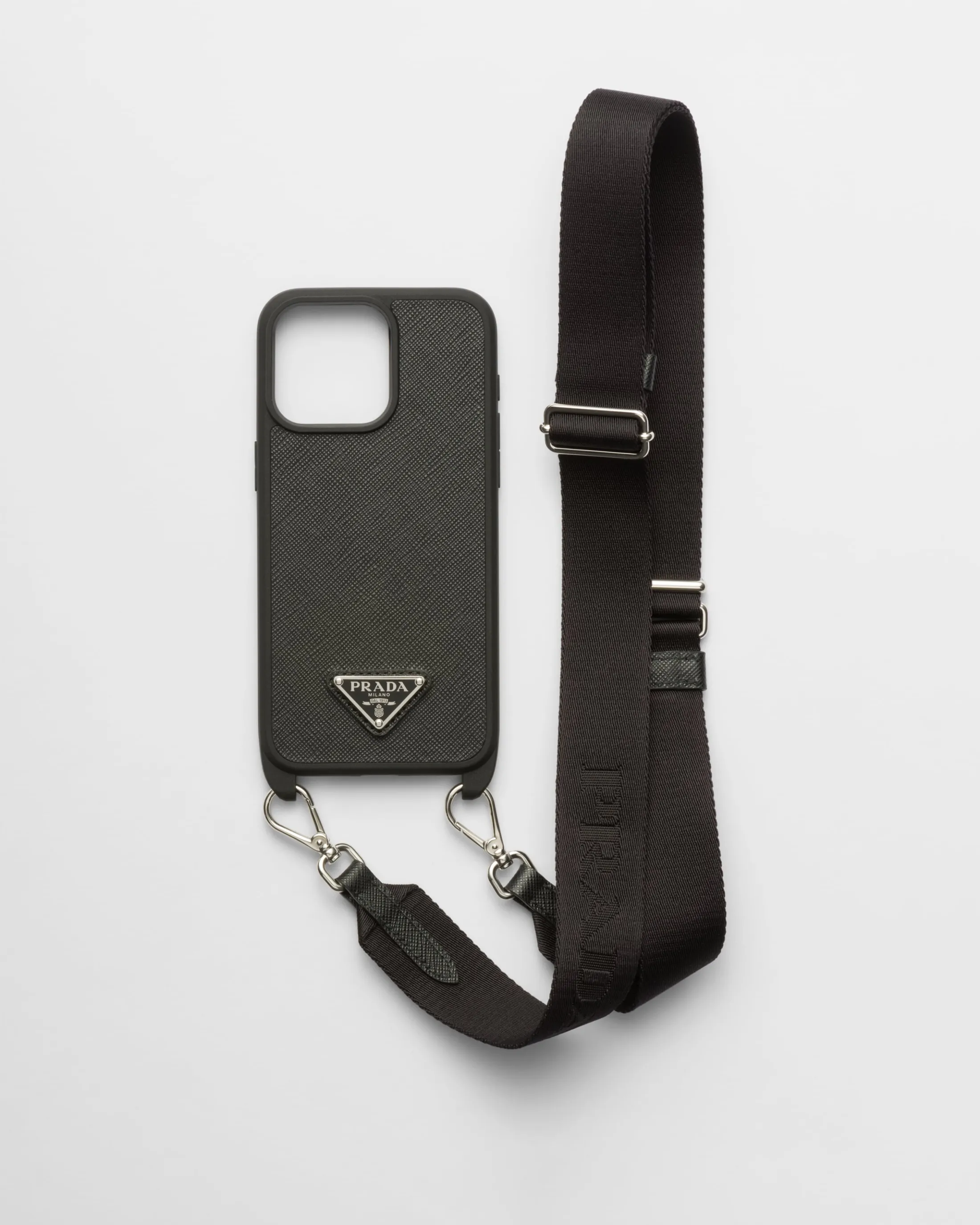 Prada Saffiano leather cover for iPhone 15 Pro Max Black Online