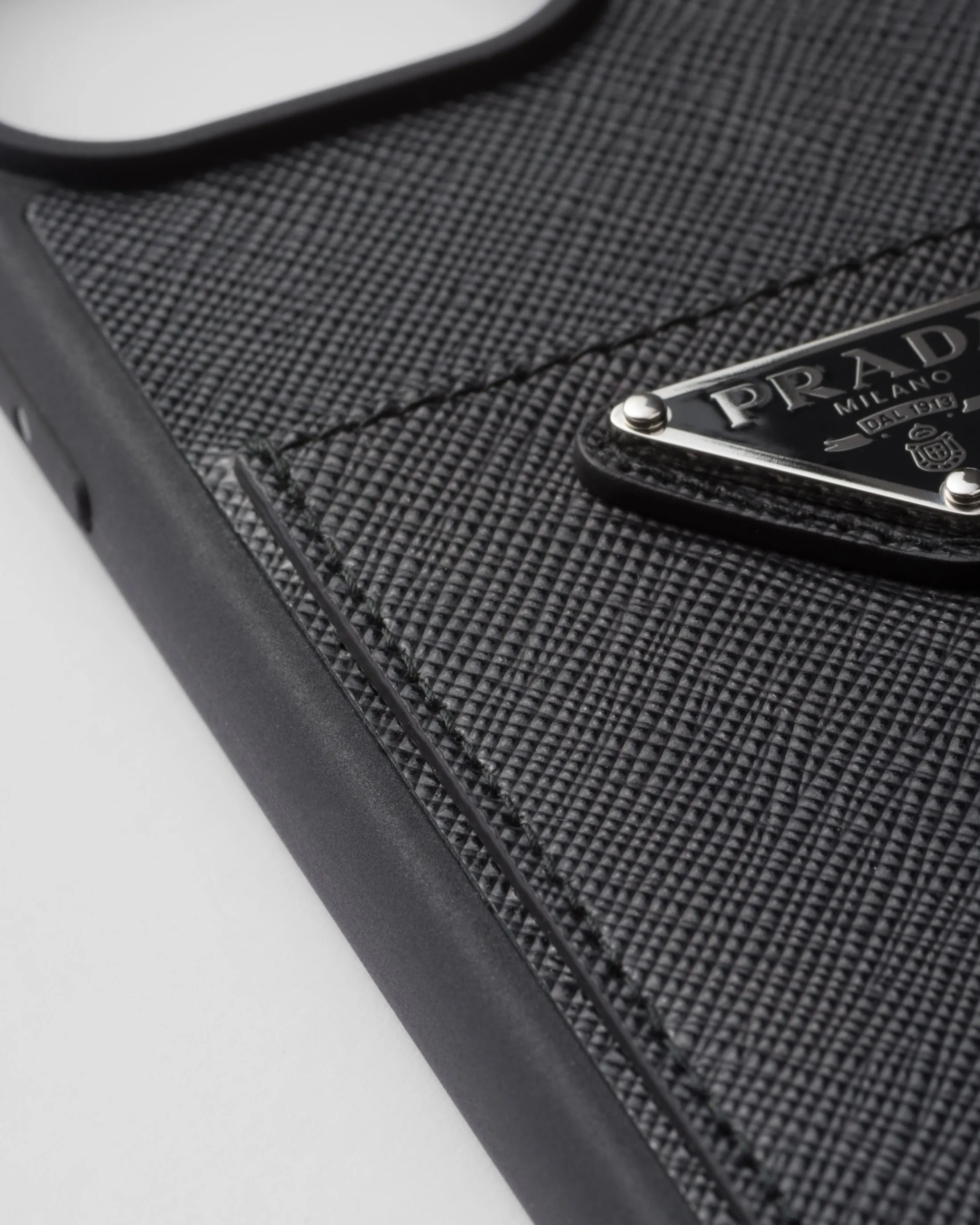 Prada Saffiano leather cover for iPhone 15 Pro Max Black Best Sale