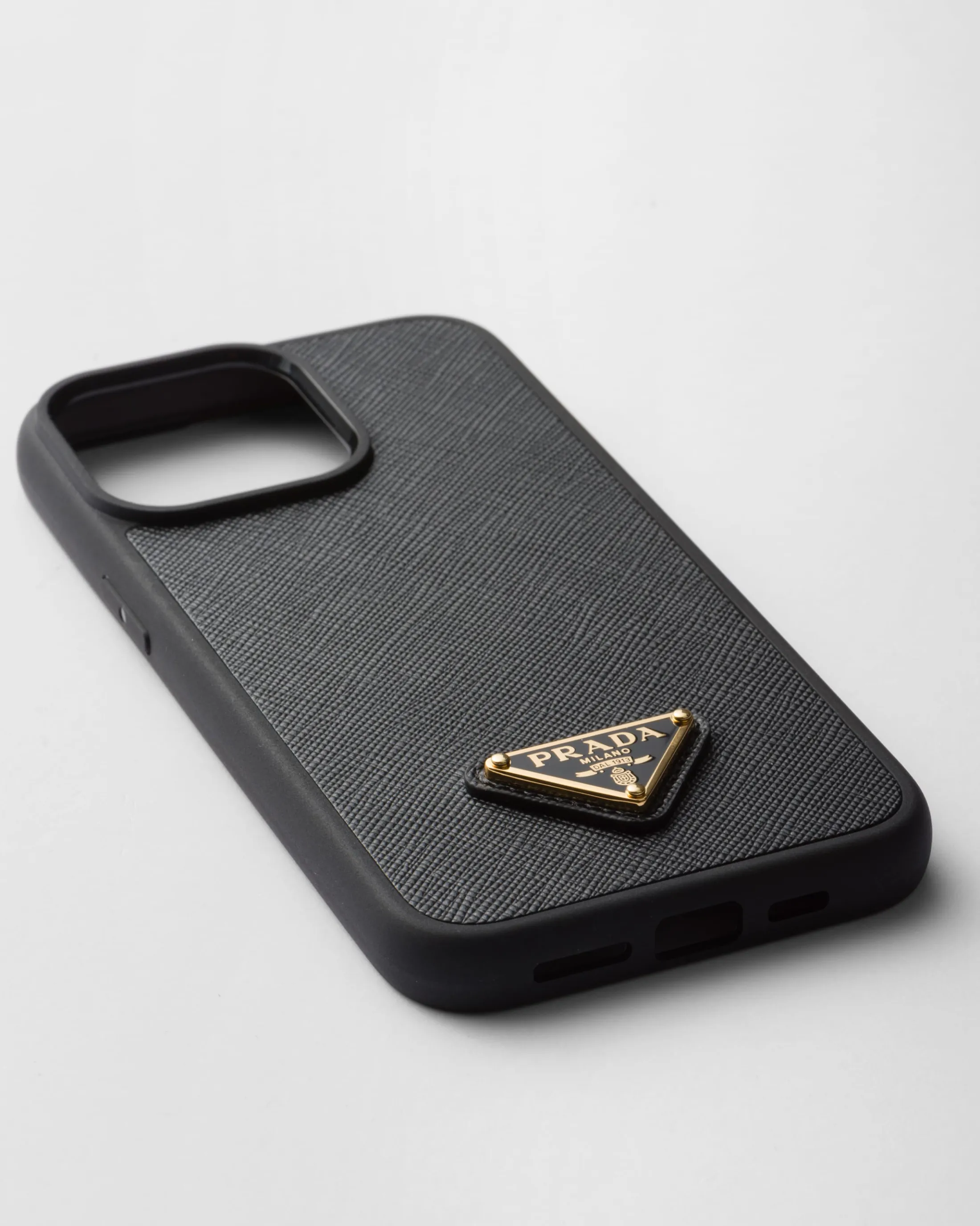 Prada Saffiano leather cover for iPhone 15 Pro Max Black New