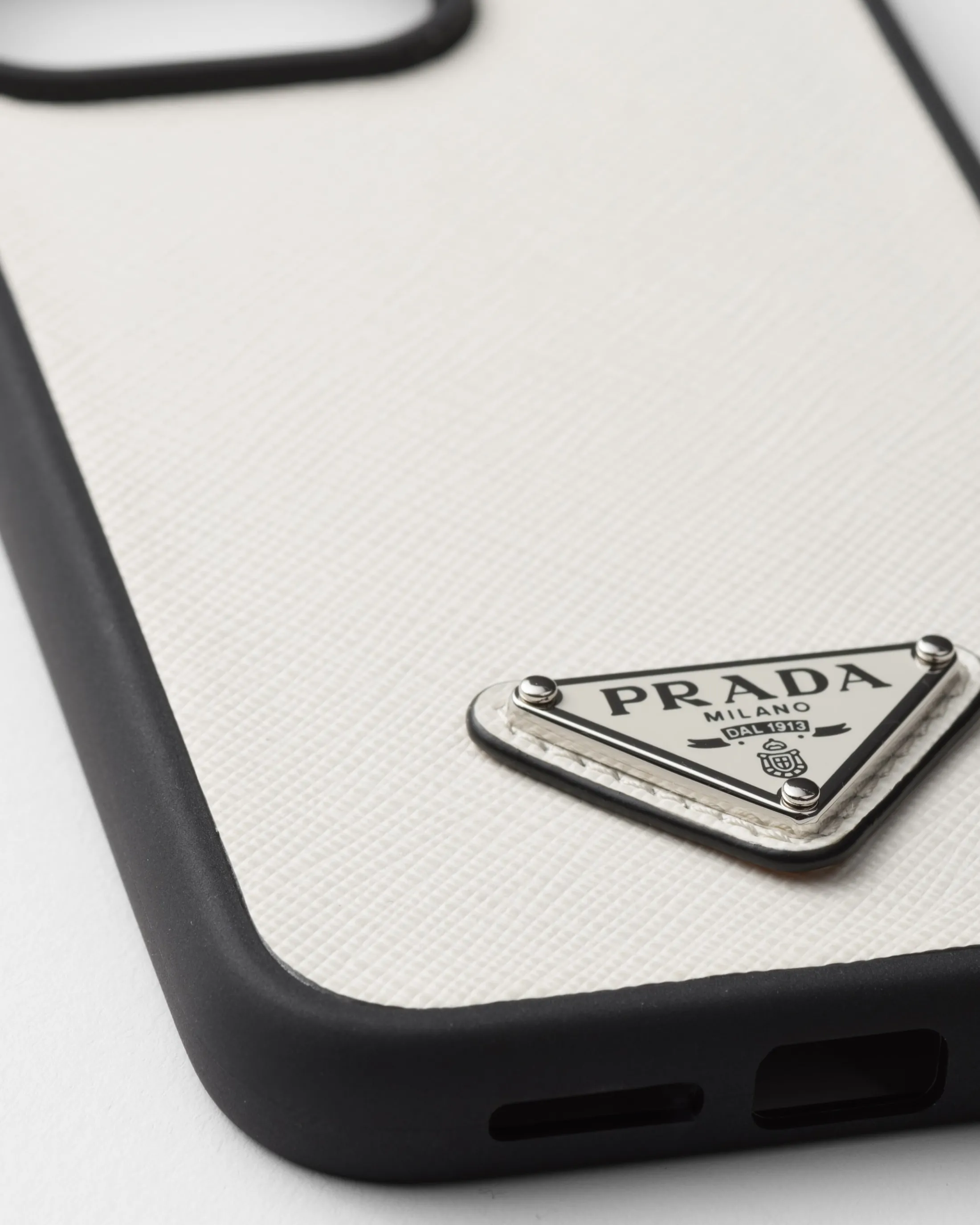 Prada Saffiano leather cover for iPhone 15 Pro Max White Store