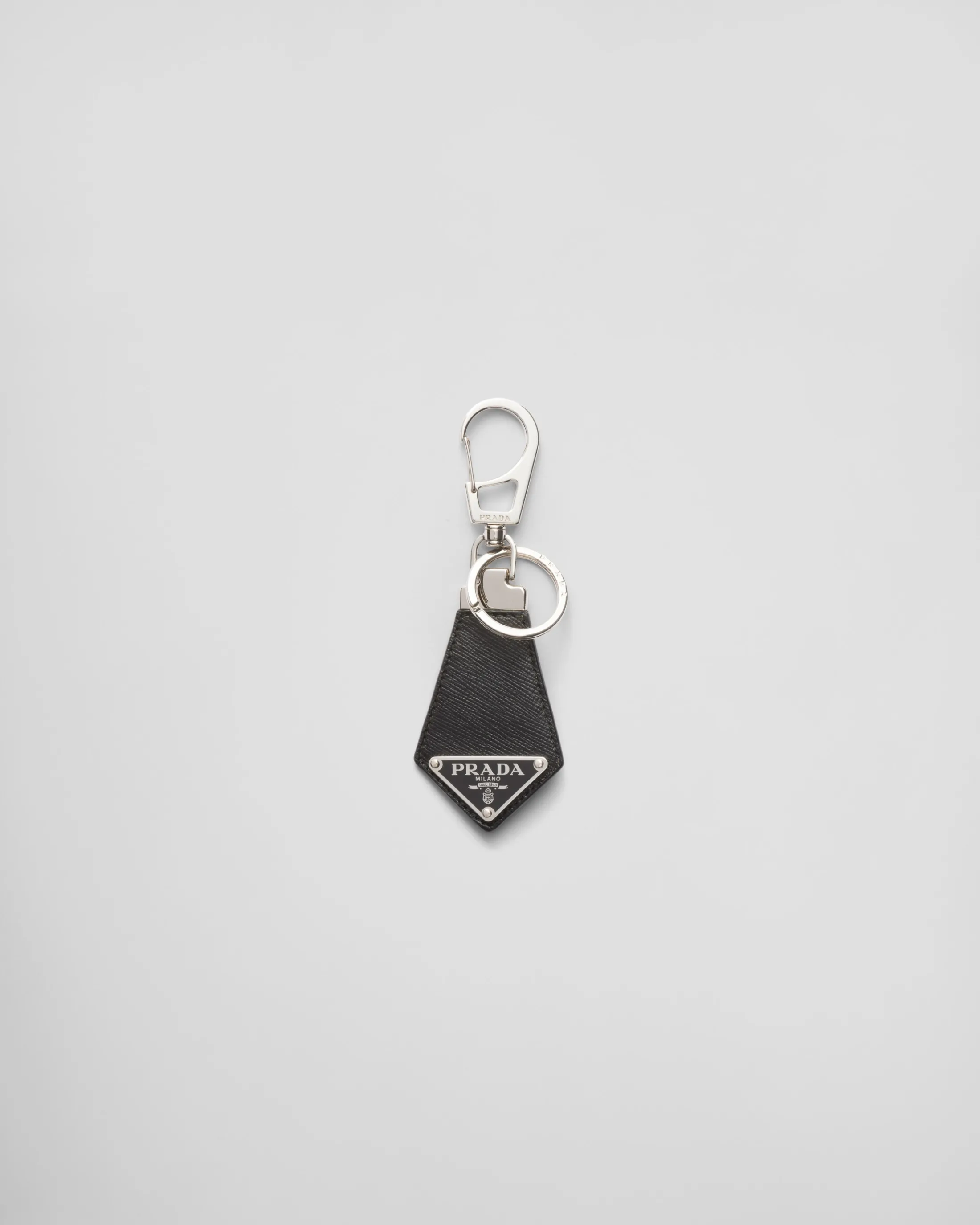 Prada Saffiano leather keychain Black Fashion