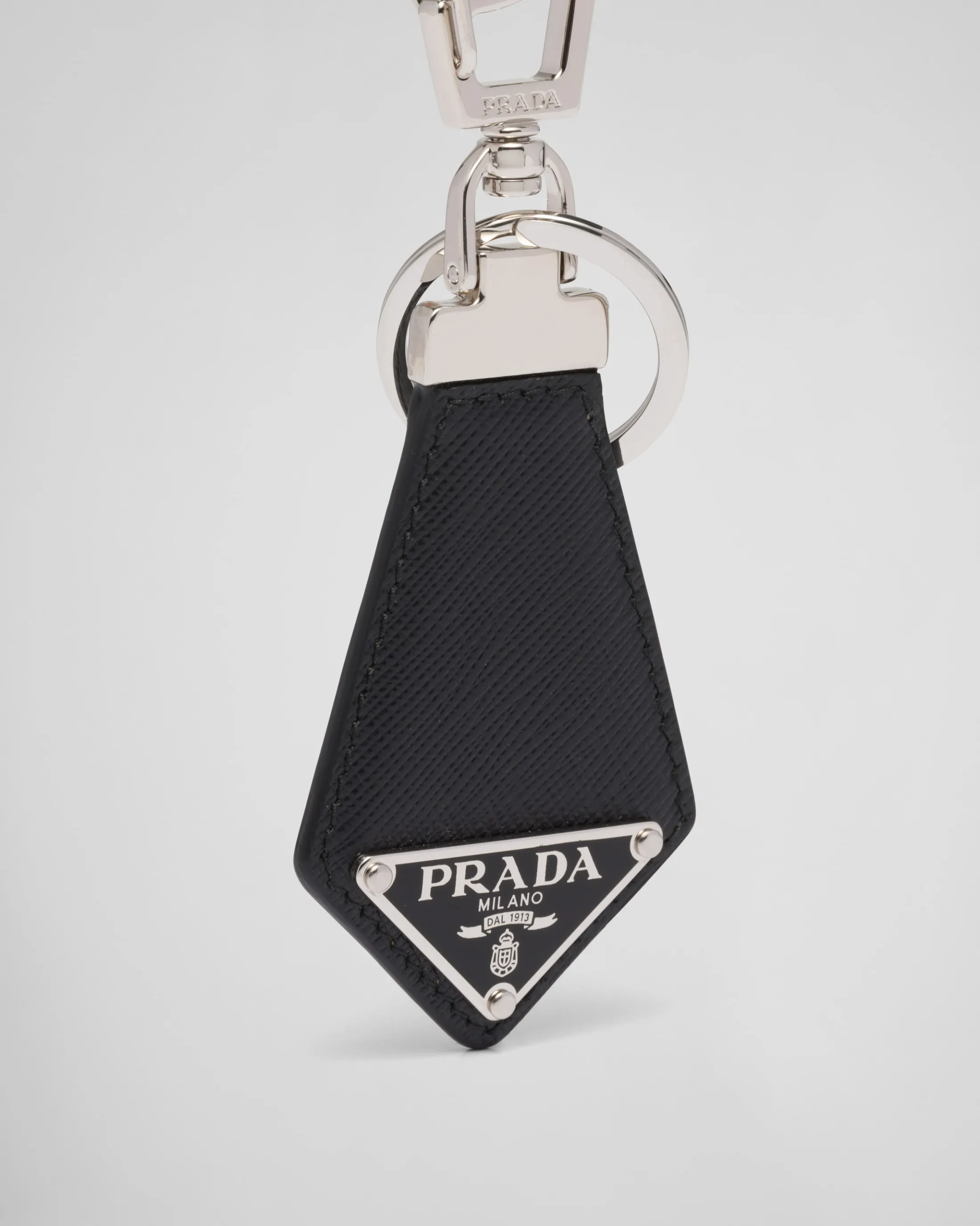 Prada Saffiano leather keychain Black Fashion