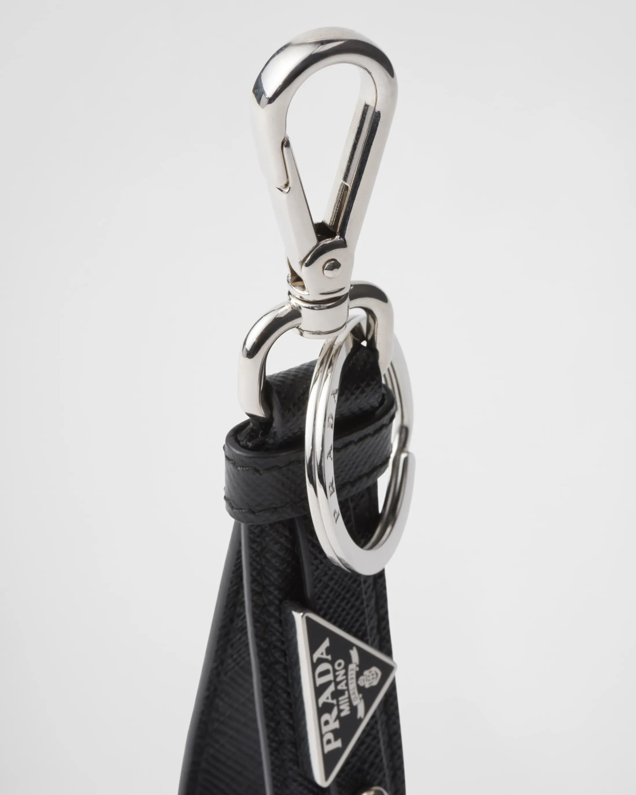 Prada Saffiano leather keychain Black Flash Sale