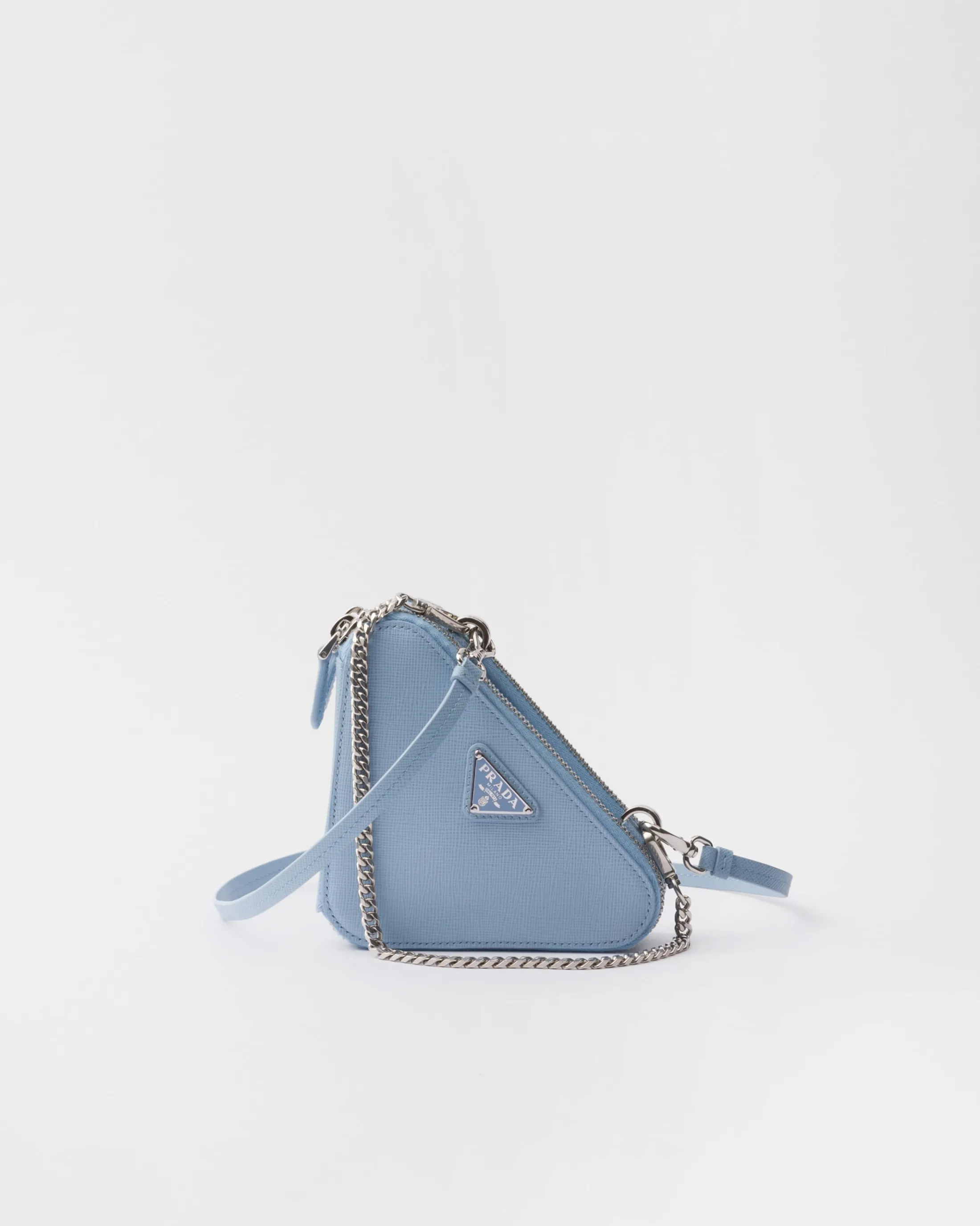 Prada Saffiano leather mini pouch Lightblue Outlet