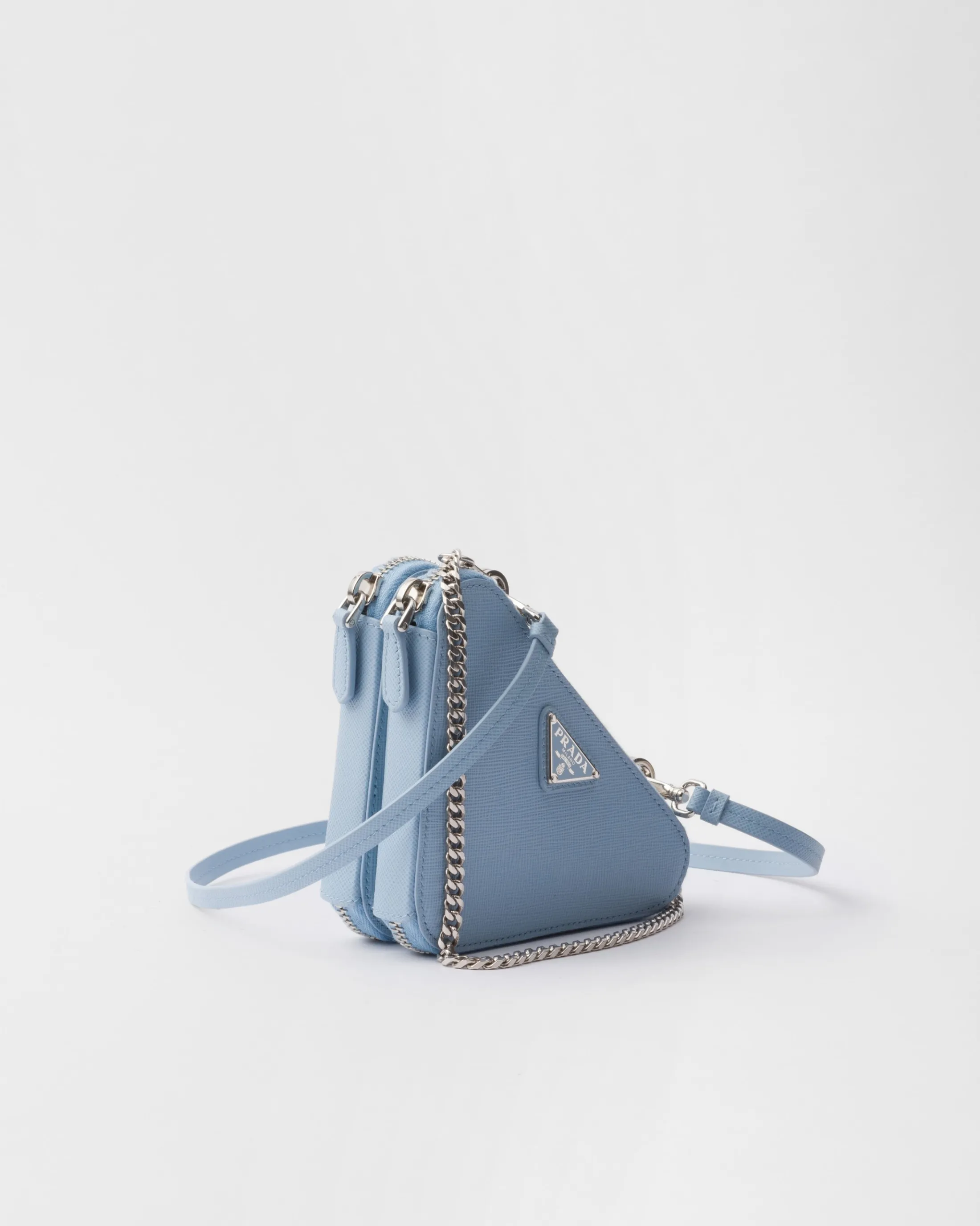 Prada Saffiano leather mini pouch Lightblue Outlet