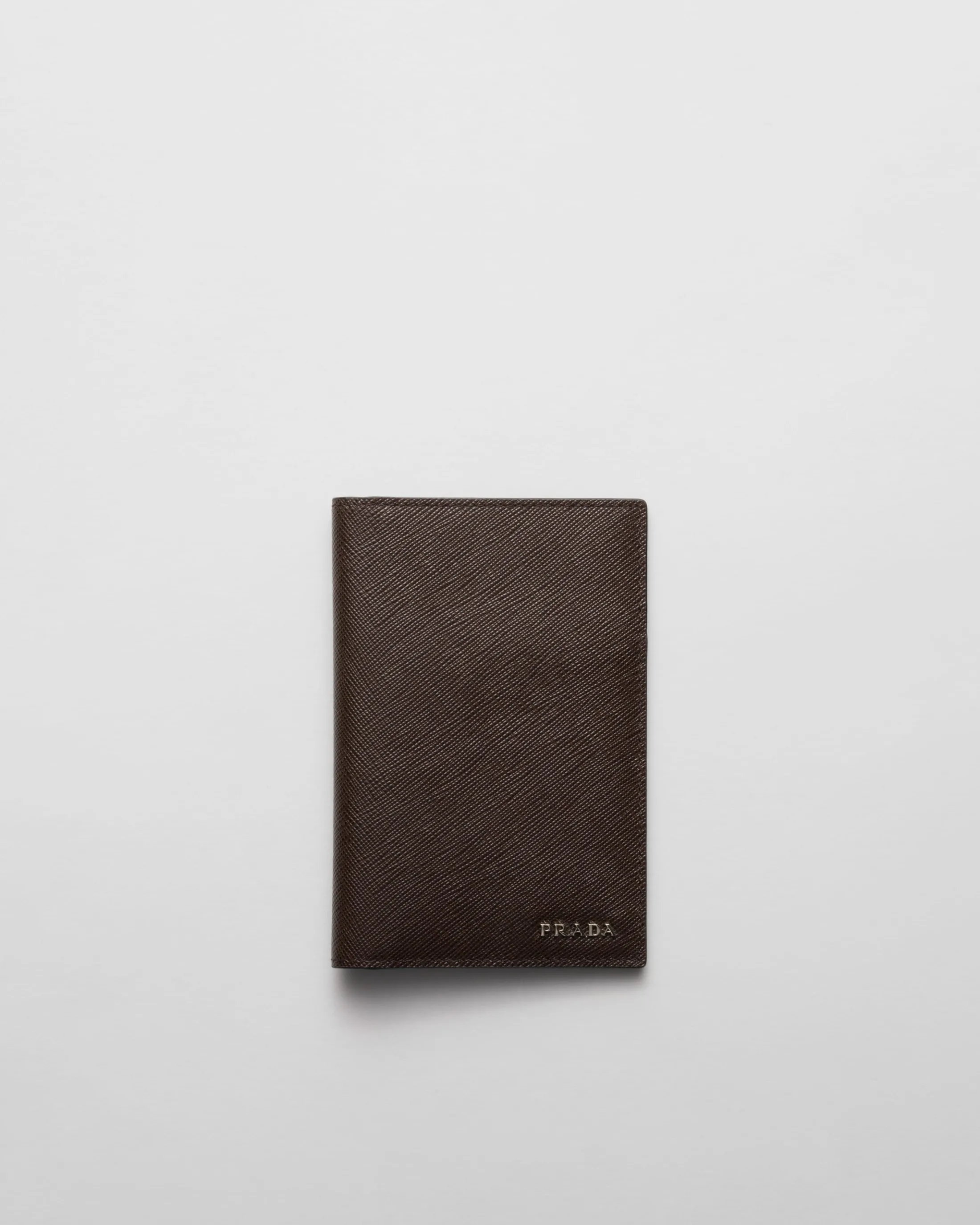 Prada Saffiano leather passport holder Coffee/balticblue Outlet