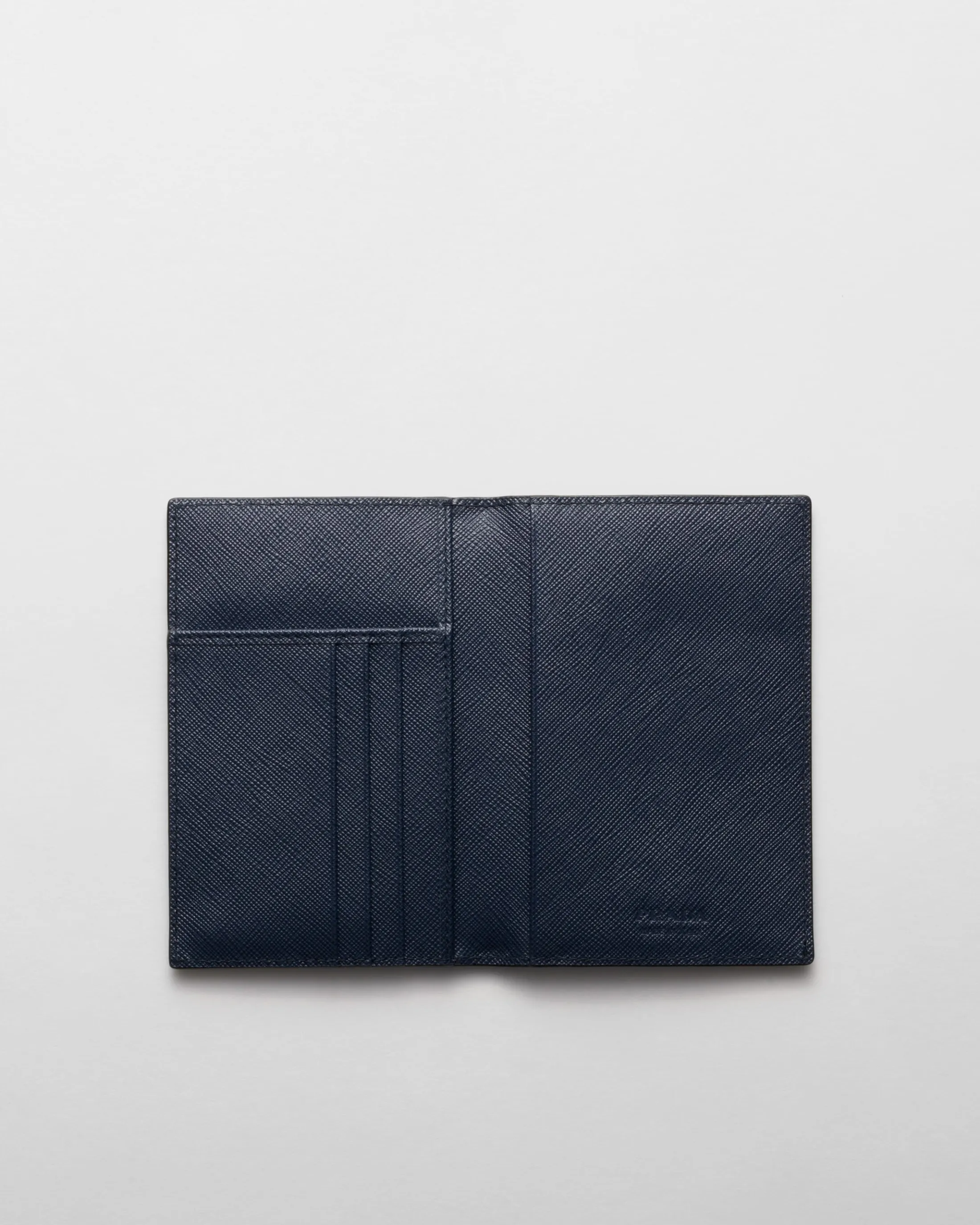 Prada Saffiano leather passport holder Coffee/balticblue Outlet