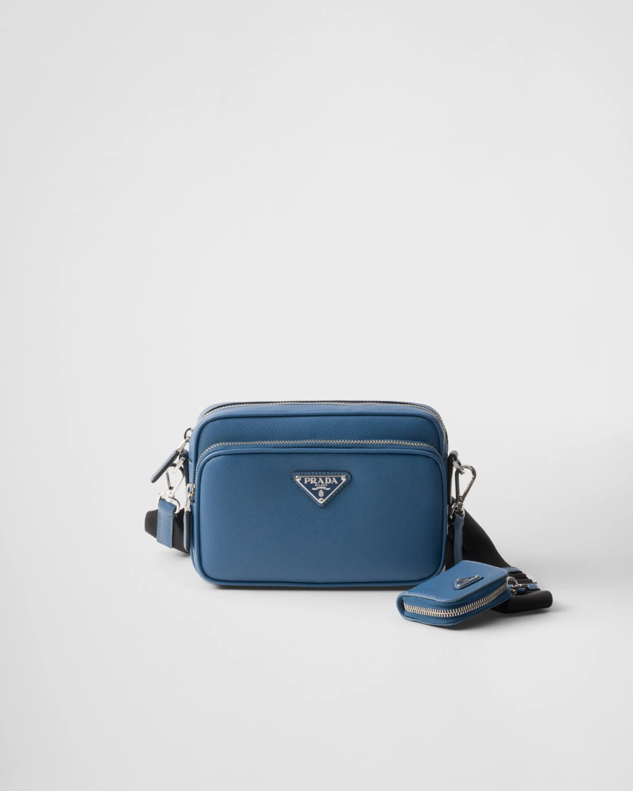 Prada Saffiano leather shoulder bag Airforceblue Discount