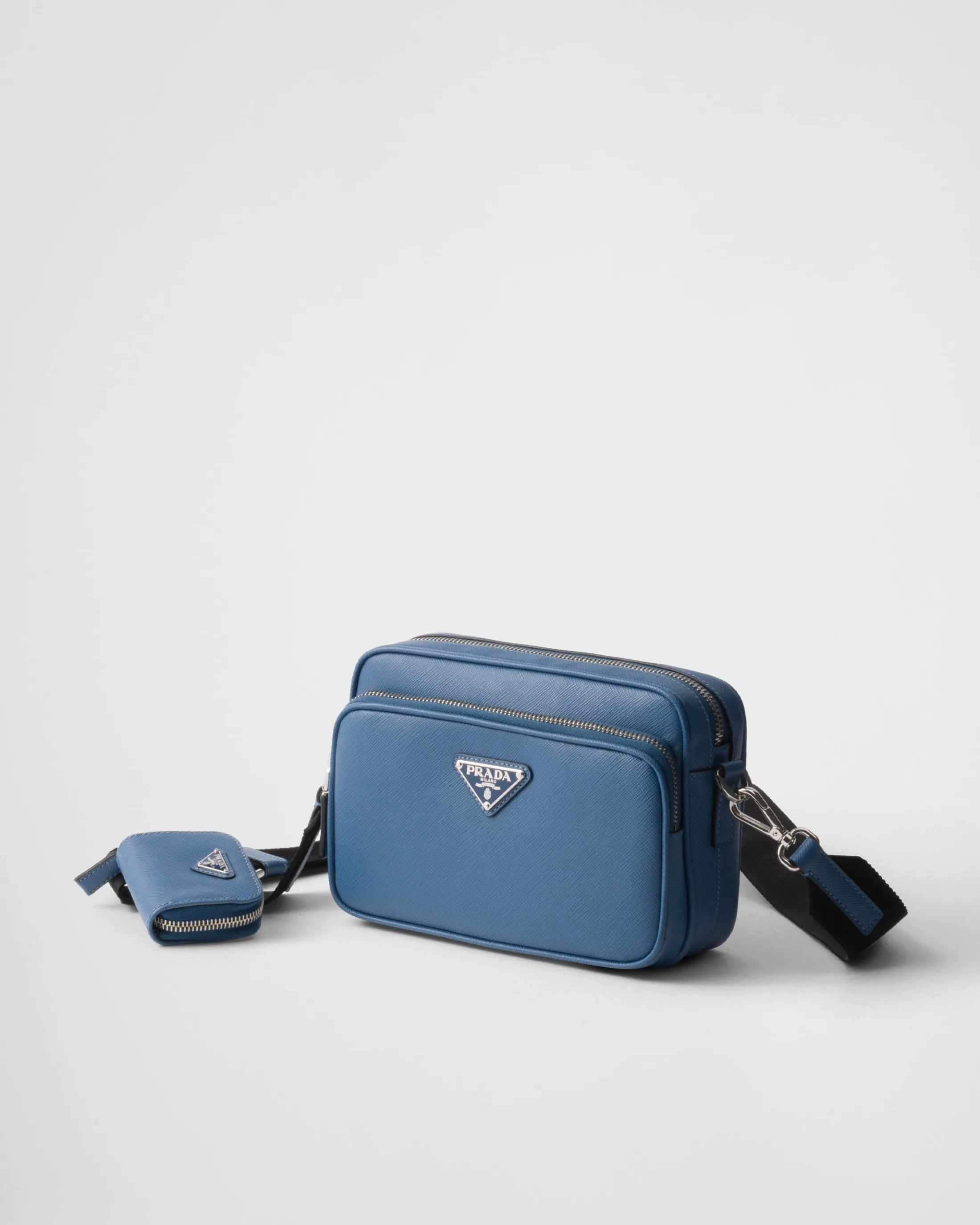 Prada Saffiano leather shoulder bag Airforceblue Discount